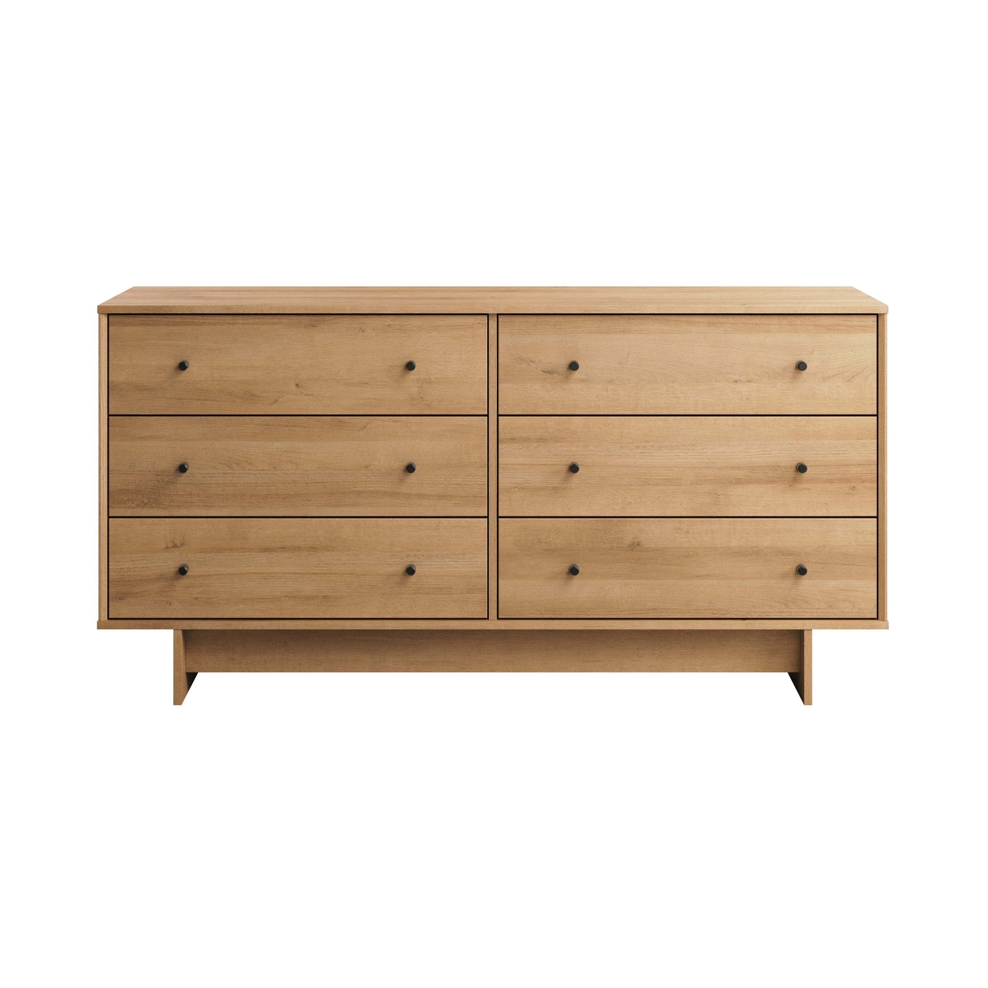 Prepac Finnley 6-Drawer Dresser in Natural Oak, Dresser for Bedroom, Extra-Wide Chest of Drawers with Storage, Modern Clothing Organizer for Home, Bedroom, Living Room, 16" D x 61" W x 31" H - Image 12