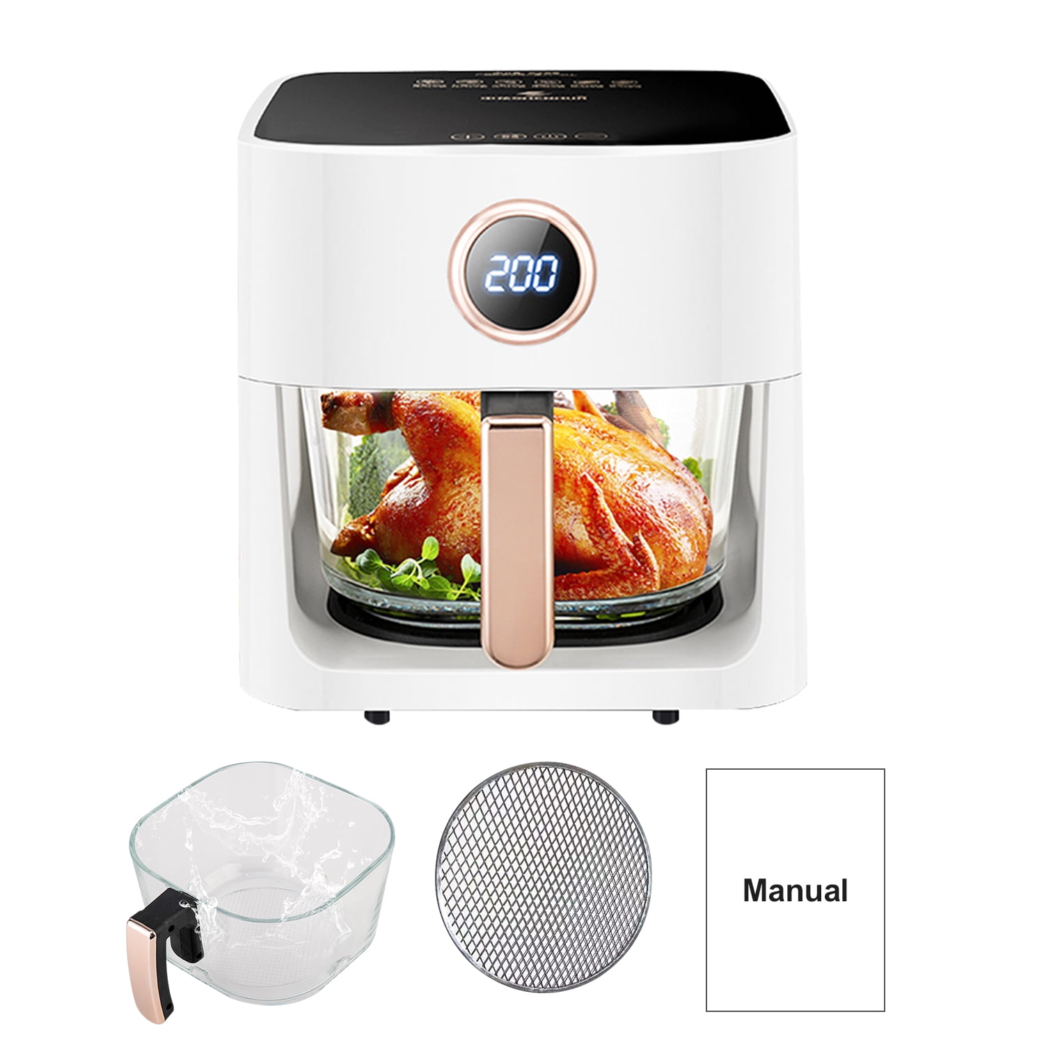 Wobythan Air Fryer 4.2 Quart White Deep Air Fryer With Voice Control, Oil-free Oven For French Fries - Image 13