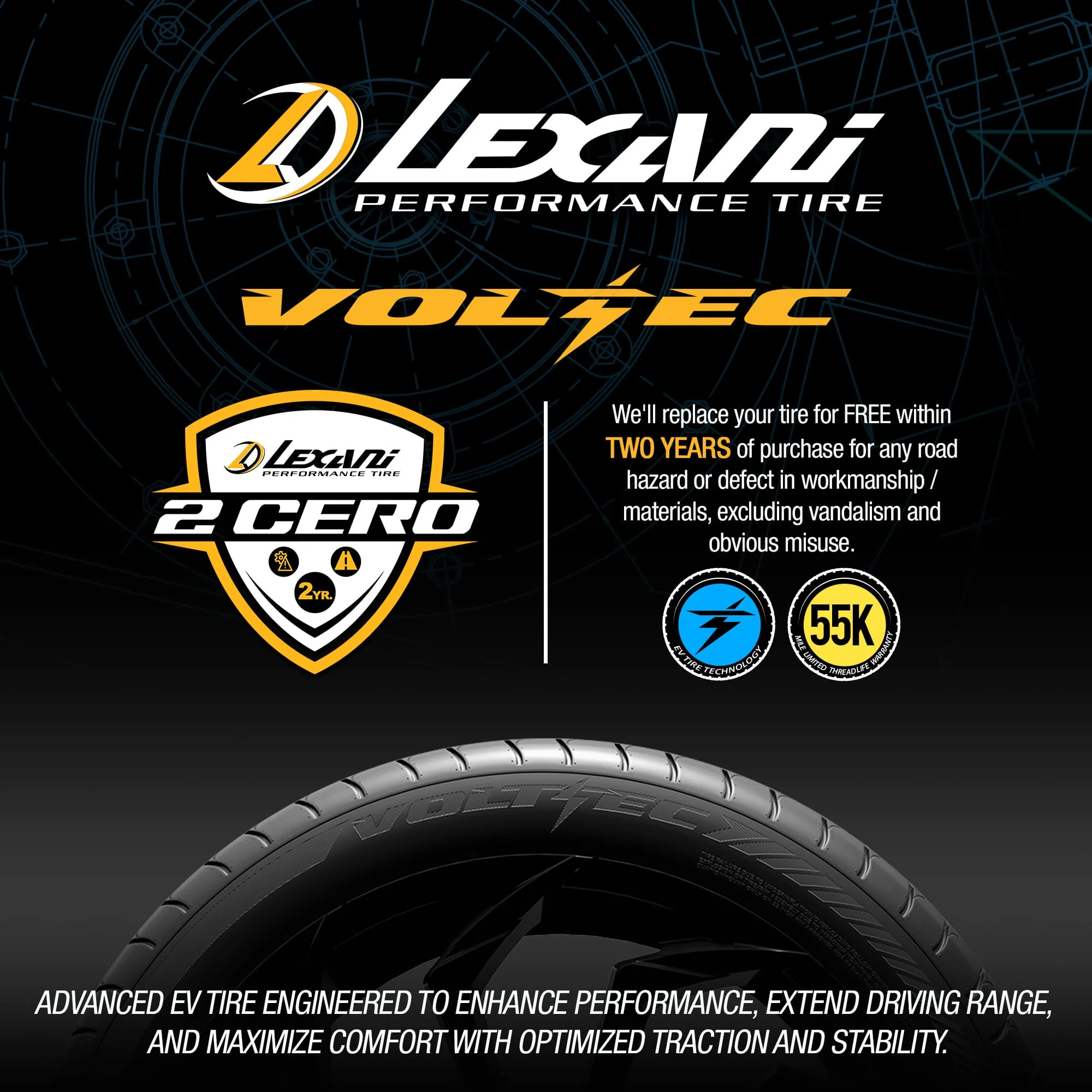 Lexani Volt EC UHP 265/35ZR22 102Y XL Electric Vehicle Tire - Image 2