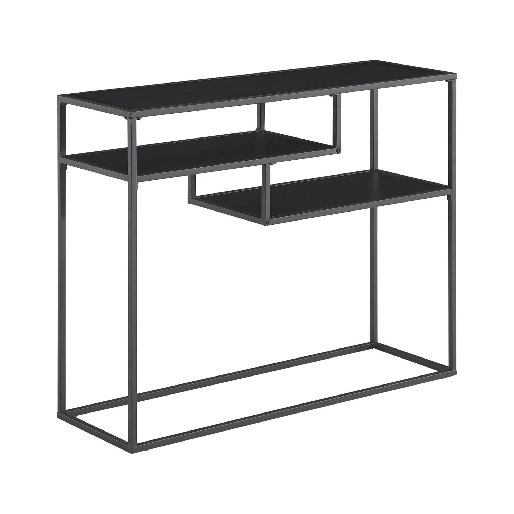 Walker Edison Contemporary Wood and Metal Tiered Entryway Table, Black - Image 8
