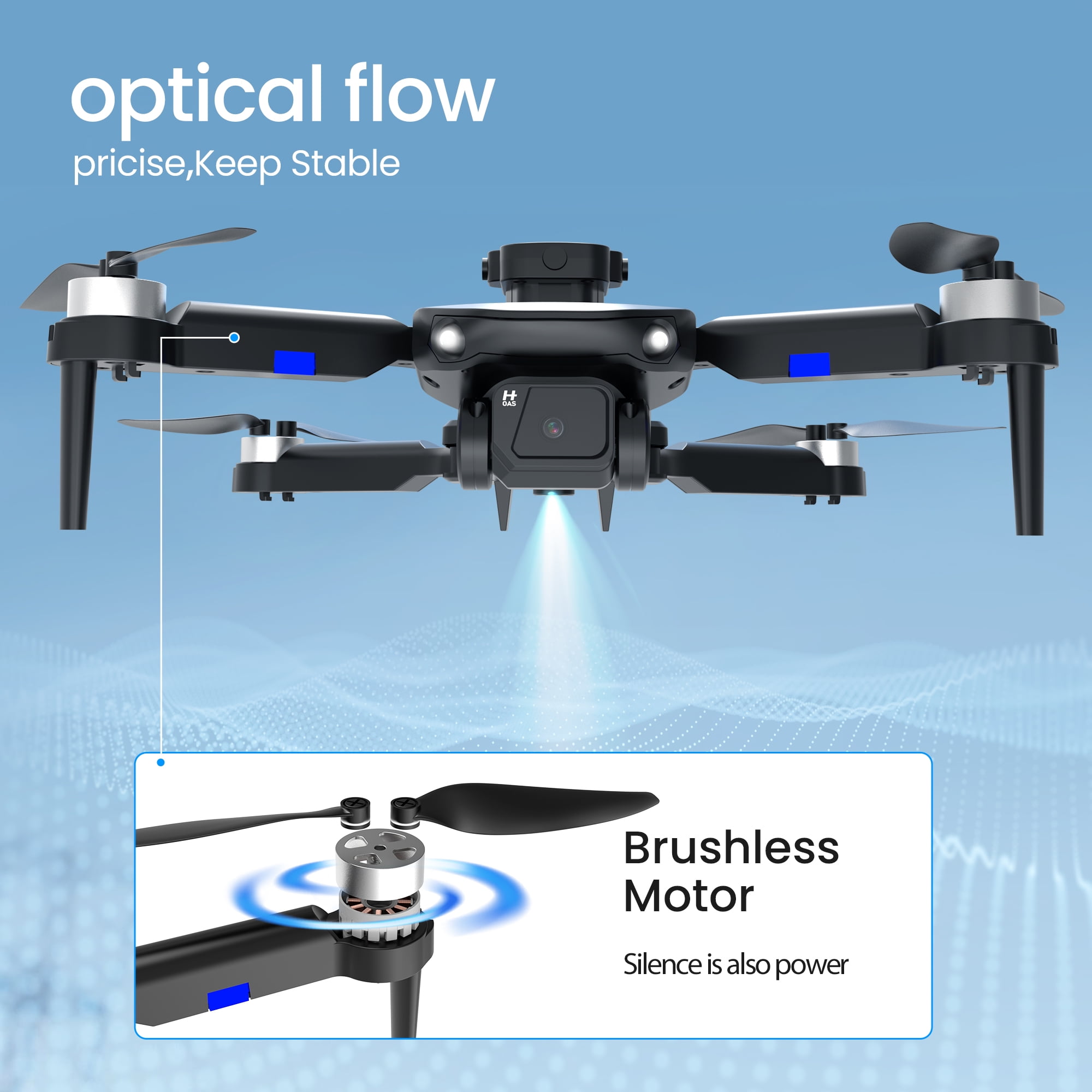 F196 Drone with 6K HD Camera, Brushless Motors, Optical Flow Sensor & Obstacle Avoidance, 3 Batteries, Black - Image 7