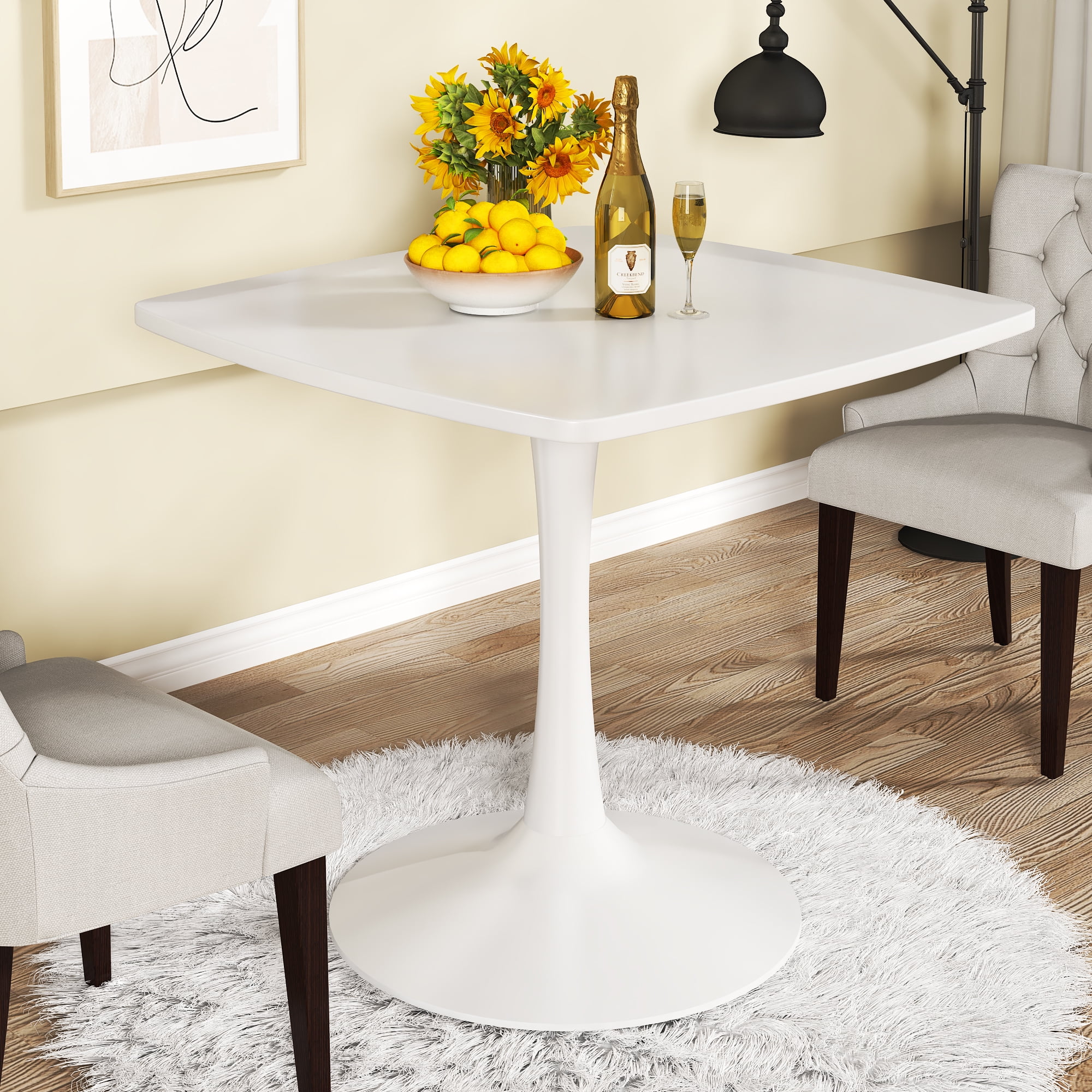 LTTROMAT White Square Dining Table, Mid-Century Modern Tulip Pedestal Dining Table, Kitchen and Living Room Table for Small Spaces - Image 3