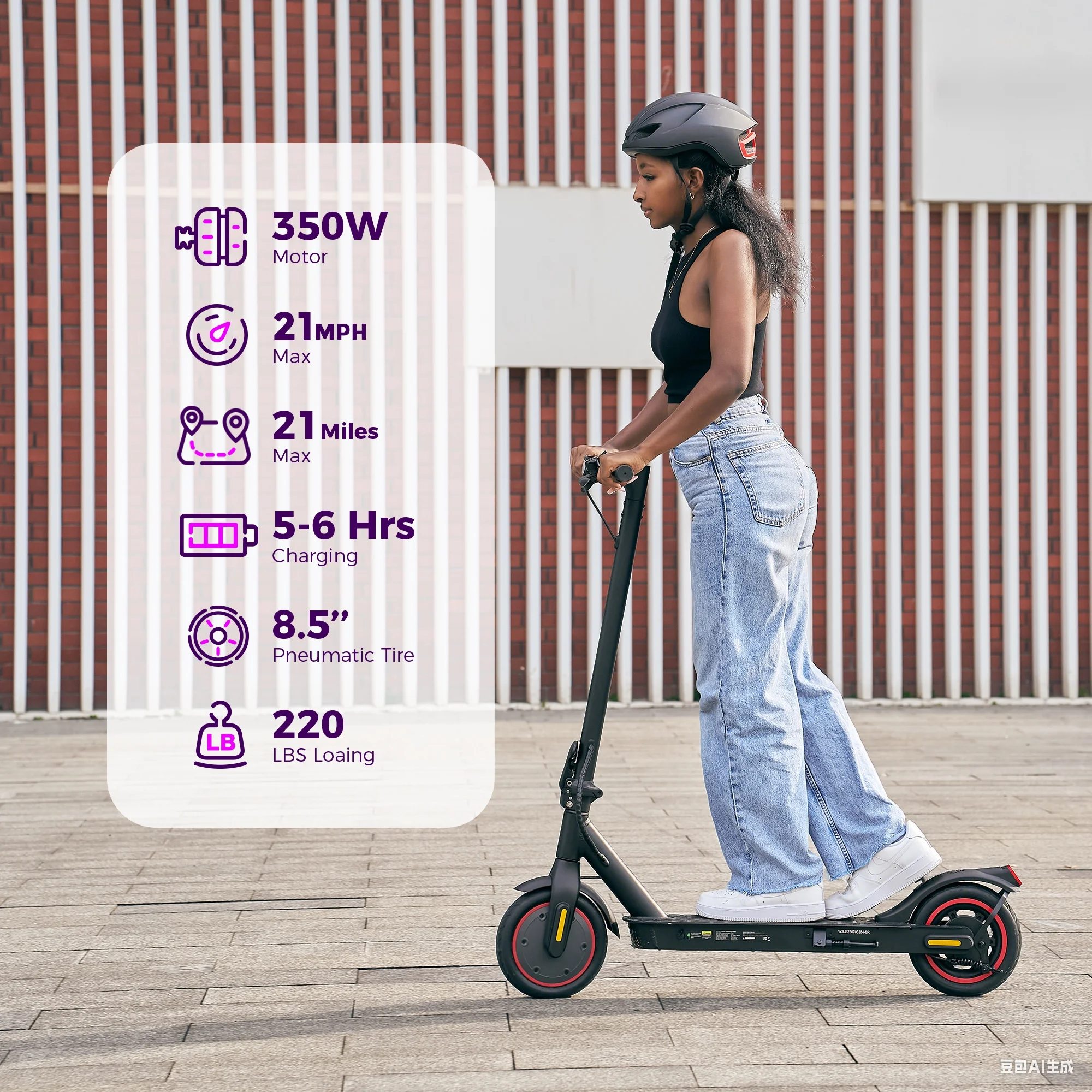 iScooter Electric Scooter for Adults, 21.7 Miles Max Range with 21 MPH Top, 350W Foldable Commuting Electric Scooter, 3-Speed & Cruise Control Escooter Teens, UL2272 Tested - Image 10