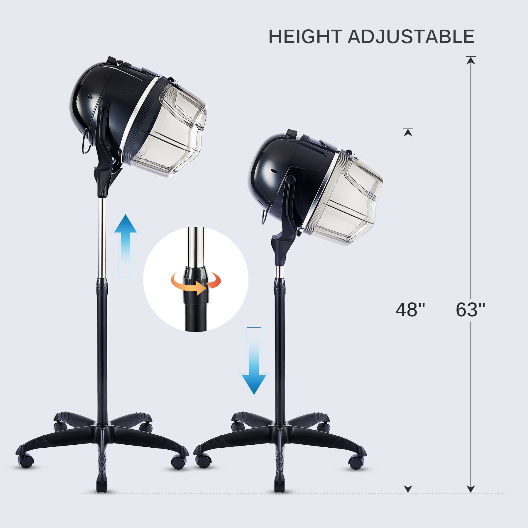 Upgraded CO-Z Professional Salon Standing Bonnet & Hood Hair Dryer, 1300 Watts, Black - Image 6