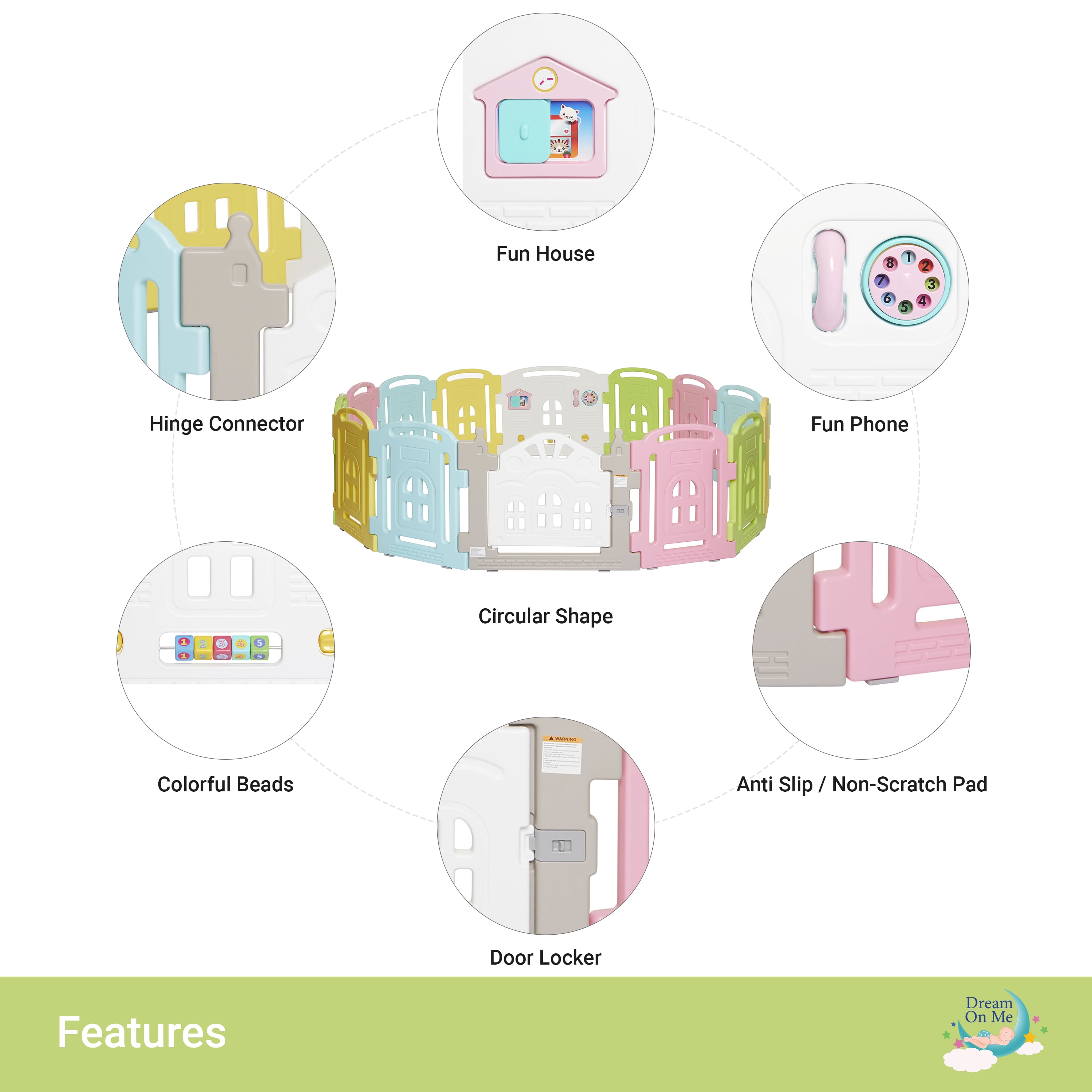 Dream On Me 14 Panel Groovy Play Center/ Playpen / Playard - Image 2