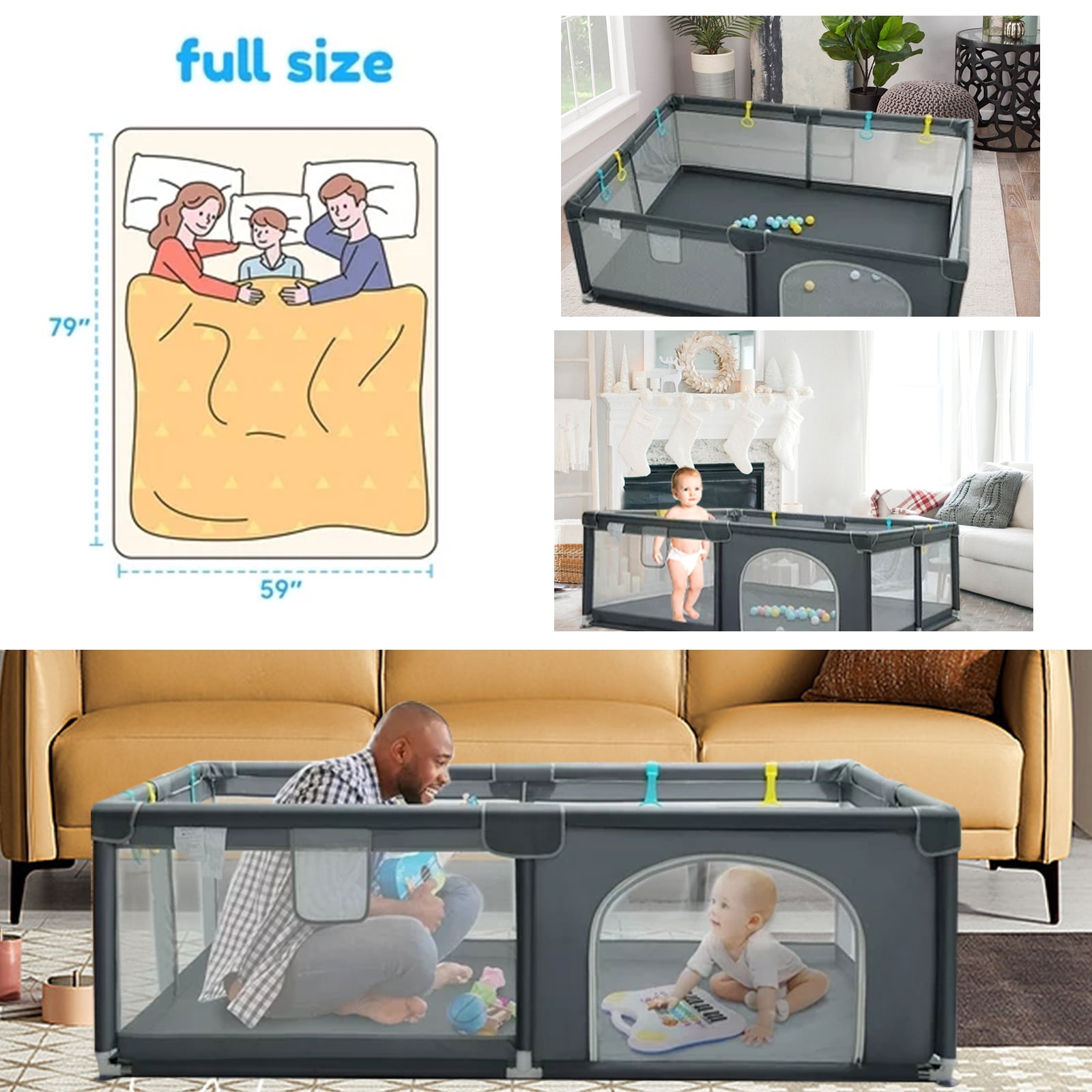 Toyoso Baby Playpen 795926, Extra Large Play Pen Playard for Babies and Toddlers Indoor & Outdoor Safety Play Yard Area, Kid Sturdy Play Center Fence with Soft Breathable Mesh for Toddlers - Image 6