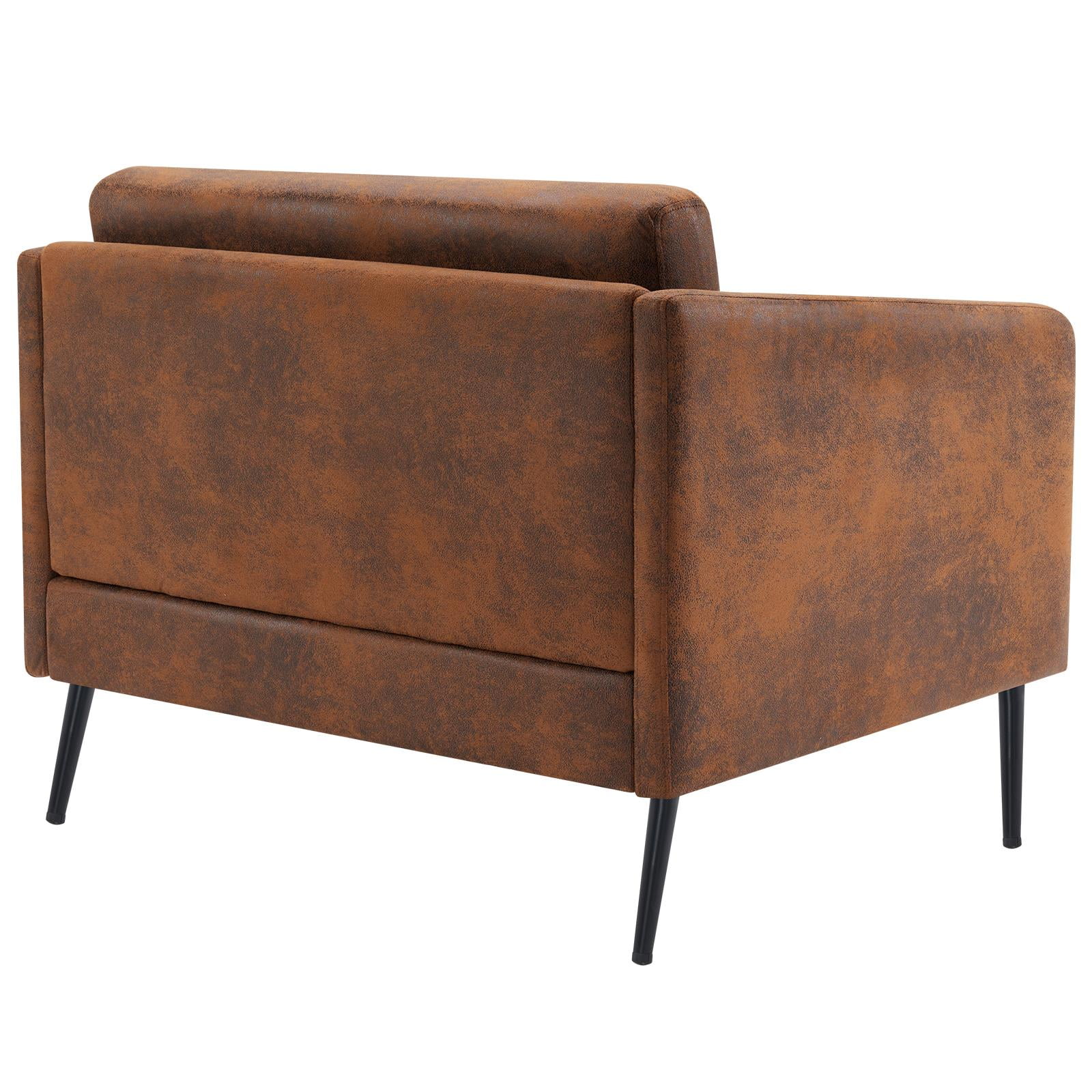 Ktaxon Mid-Century Accent Chair, Oversized Armchair with 2 Waist Pillows, Bronzing Cloth Sofa for Living Room Brown - Image 4