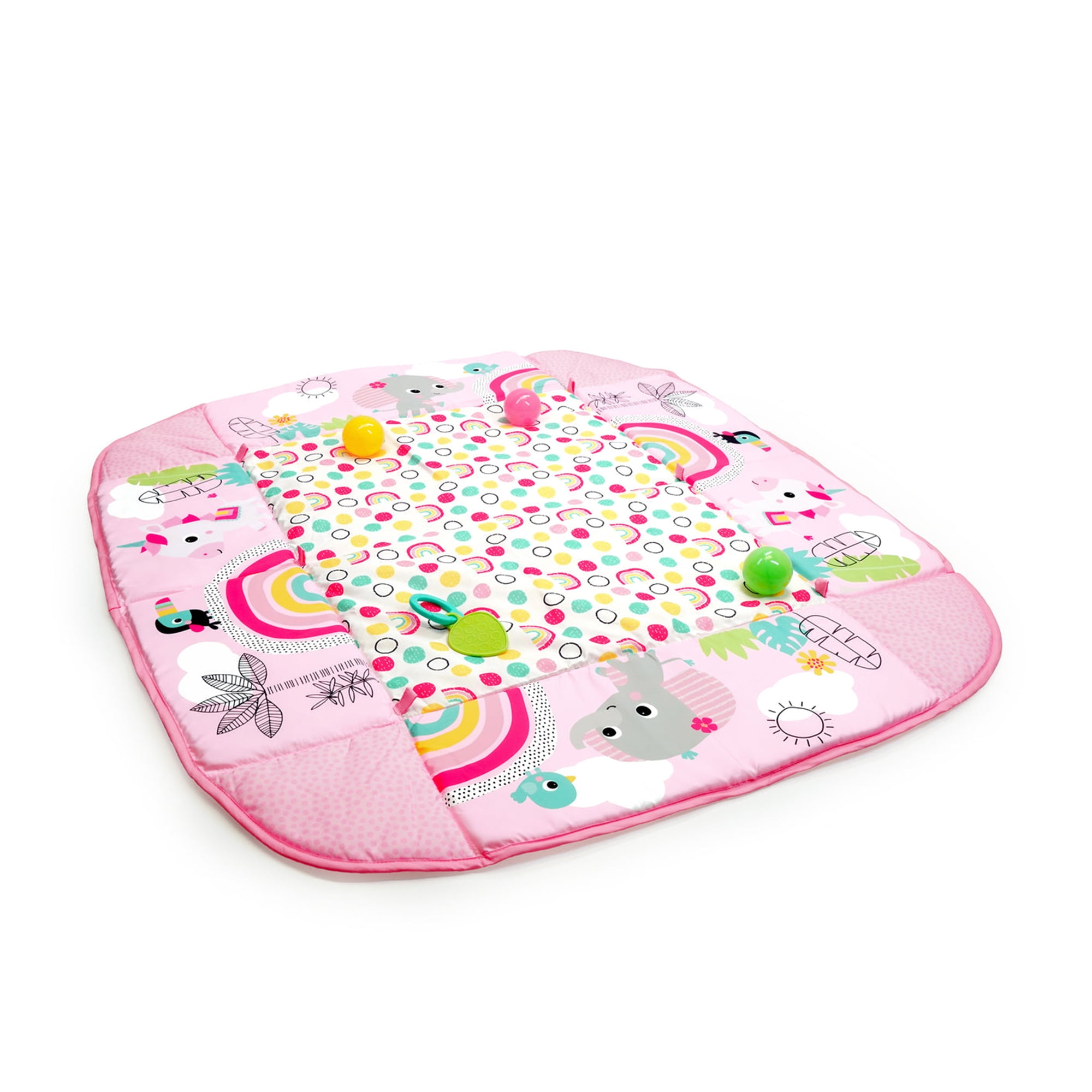 Bright Starts 5-in-1 Your Way Ball Play Baby Activity Play Gym & Ball Pit, includes 7 toys, Newborn to Toddler - Rainbow Tropics (Pink) - Image 2