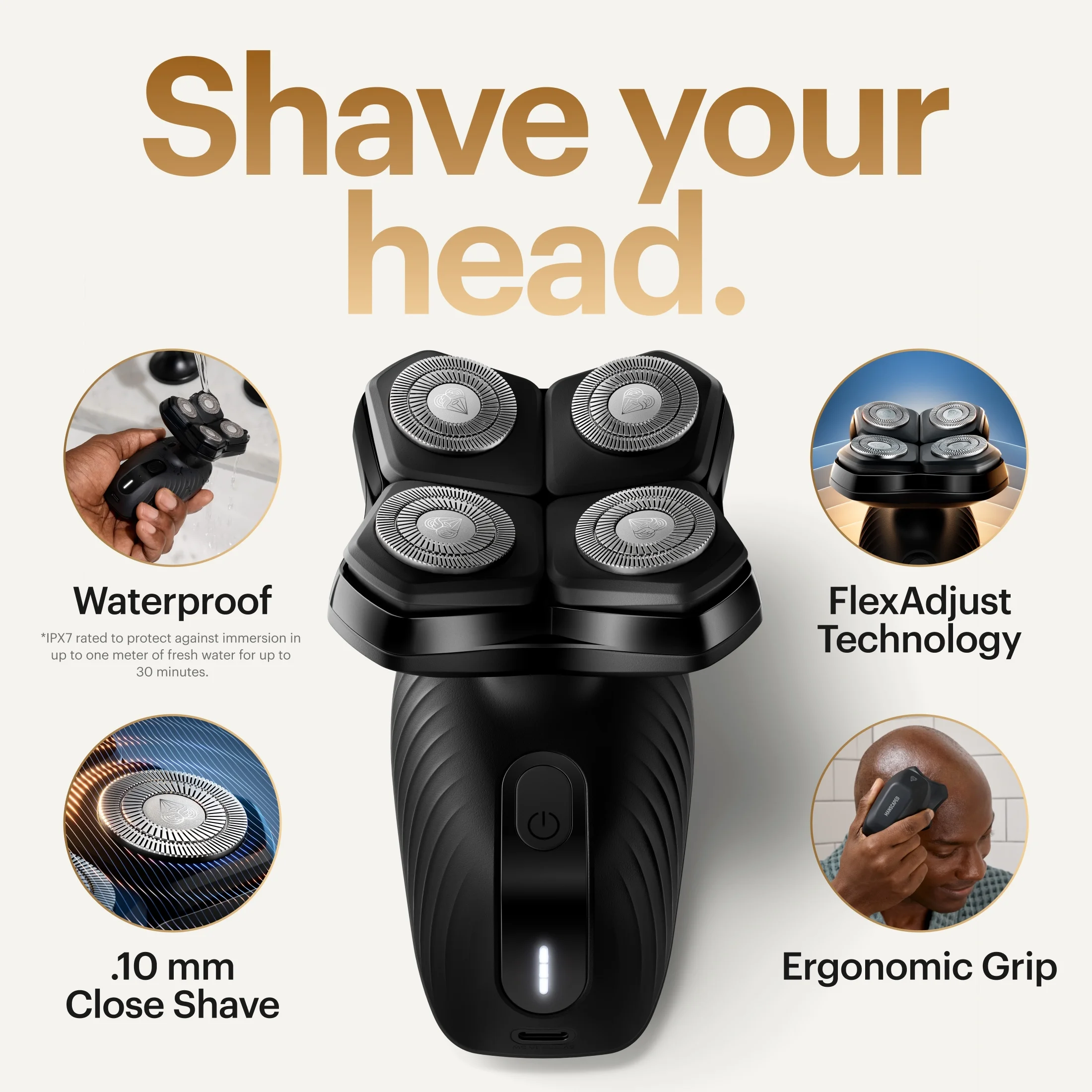 MANSCAPED® The Dome Shaver™ Plus Precision Pack, Electric Head Shaver for Bald Men, Wet/Dry Cordless Balder Shaver with Power Shave Gel - Image 2
