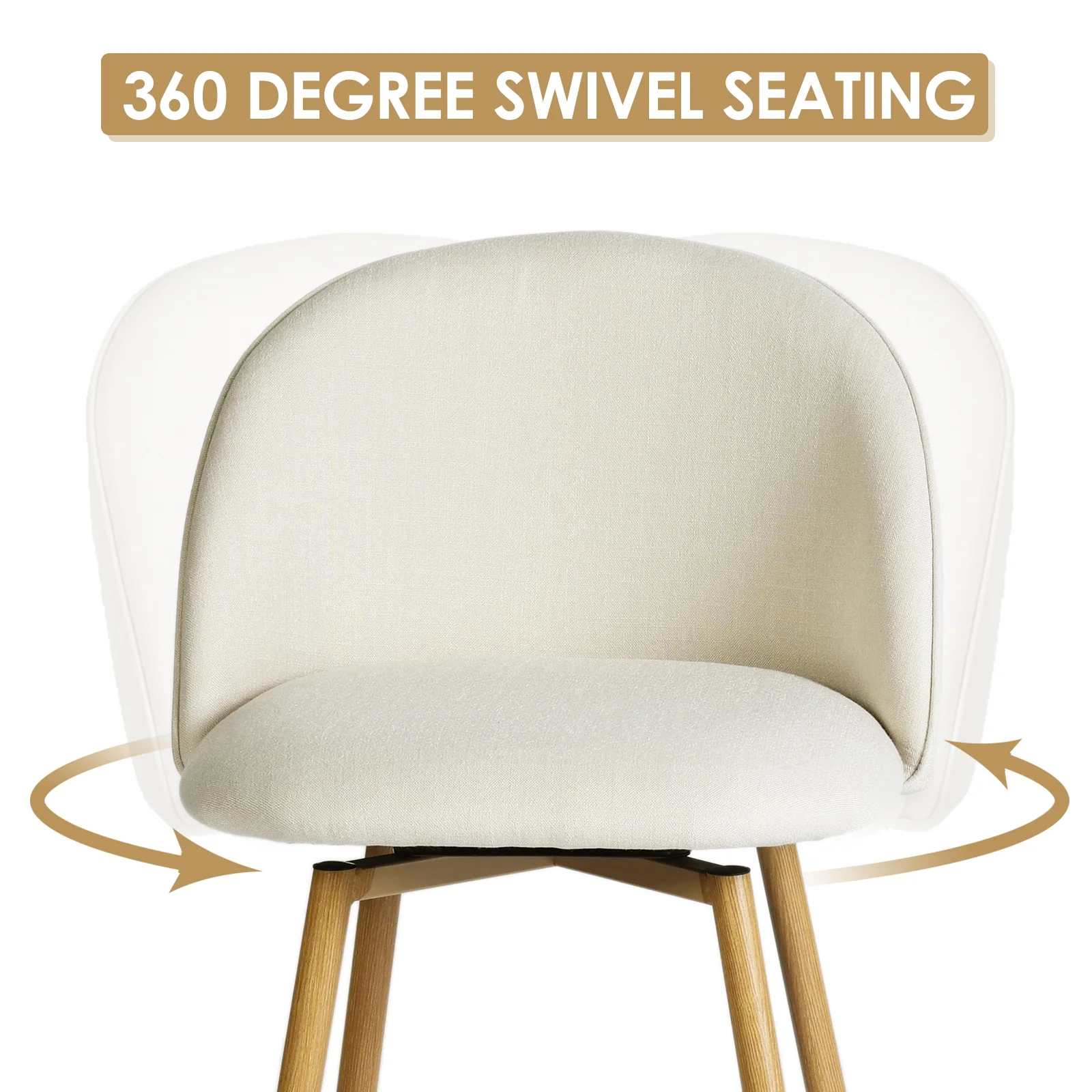 Homy Casa 26" Swivel Counter Height Bar Stools, Set of 2, Kitchen Island & Dining Chairs Ivory - Image 2