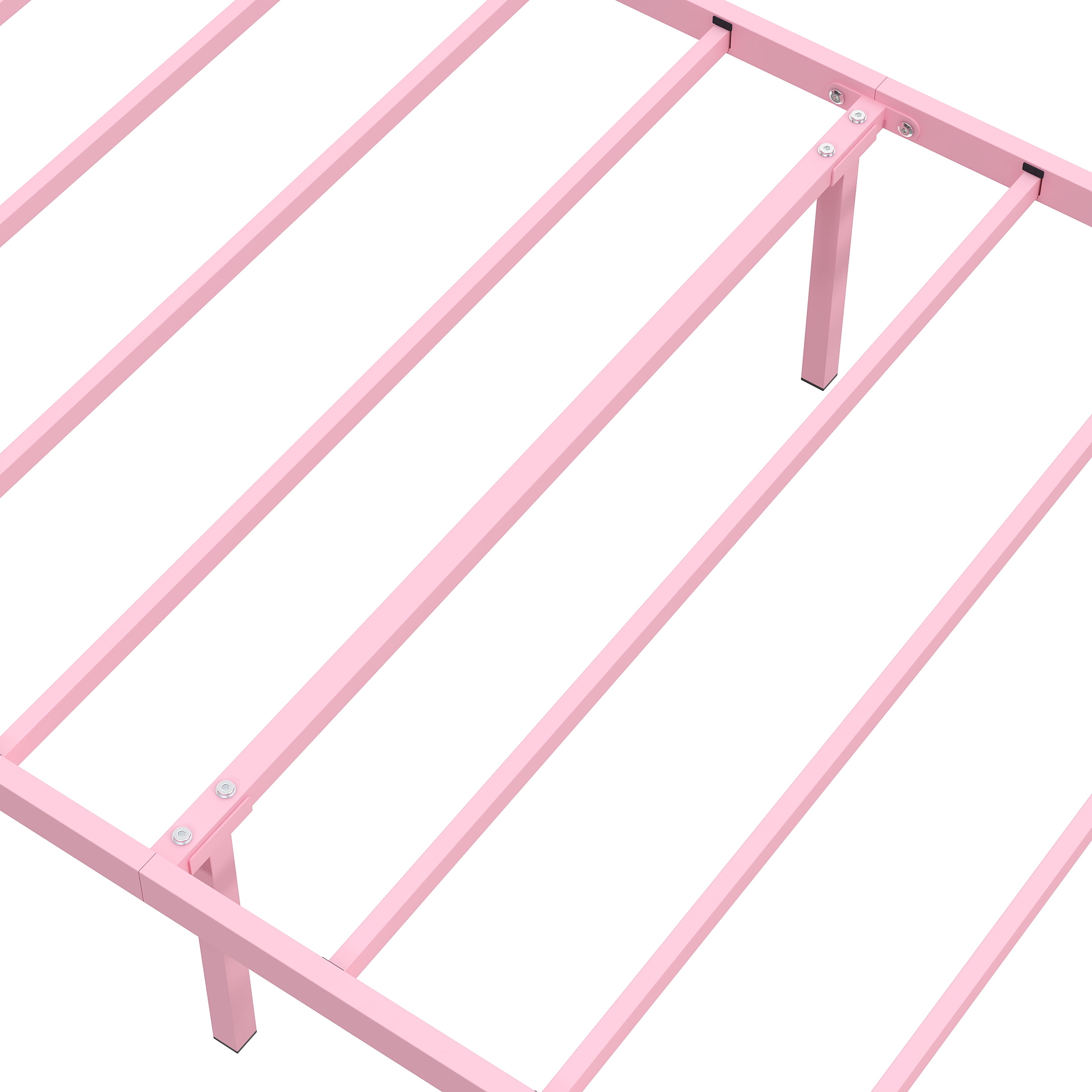 Yoneston Twin Metal Platform Bed Frame with Victorian Style Flower Heart Headboard, Heavy Duty Steel Slat Mattress Foundation for Kids Boys Girls, Pink - Image 9