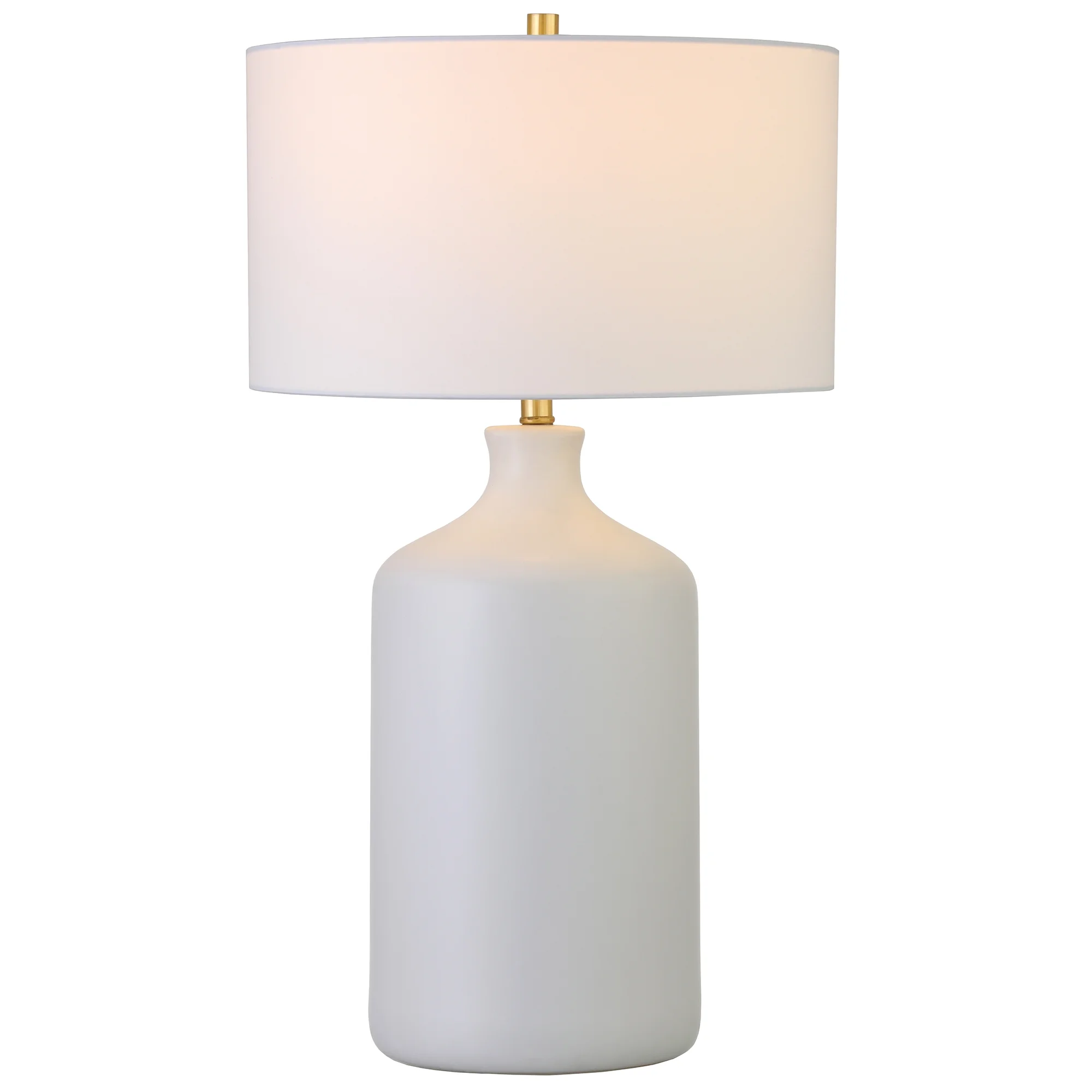 Evelyn&Zoe Sloane 29" Transitional Ceramic Table Lamp with White Drum Fabric Shade - Image 2