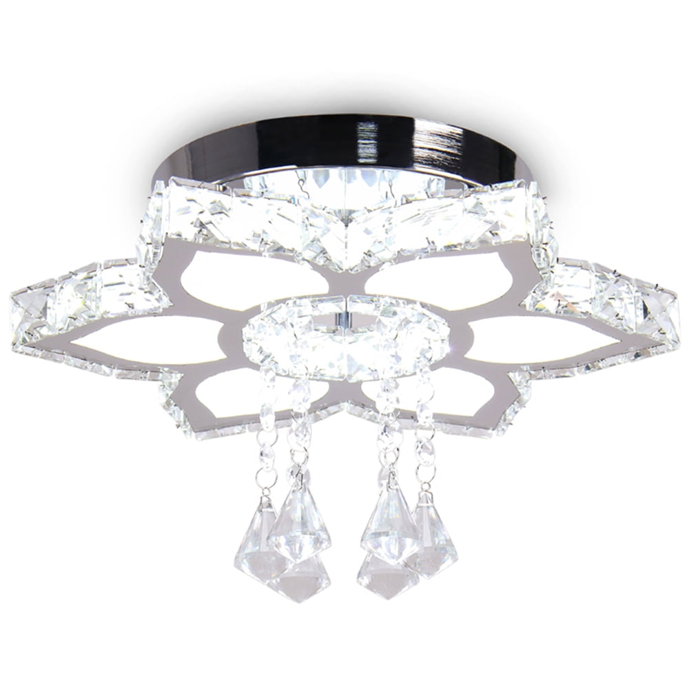 FRIXCHUR Crystal Chandelier Modern LED Flower Shape Chandeliers Flush Mount Chandelier for Bedroom Living Room Dining Room Foyer Closet (Cool White) - Image 9