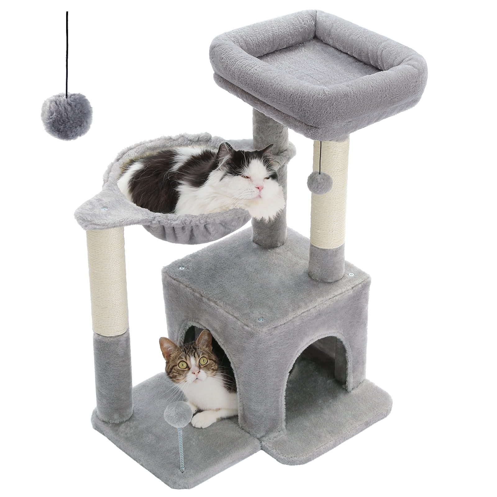 PAWZ Road Cat Tree 29.5" Sisal Cat Scratching Posts Tower Hammock Top Perch for Indoor Cats,Gray - Image 5