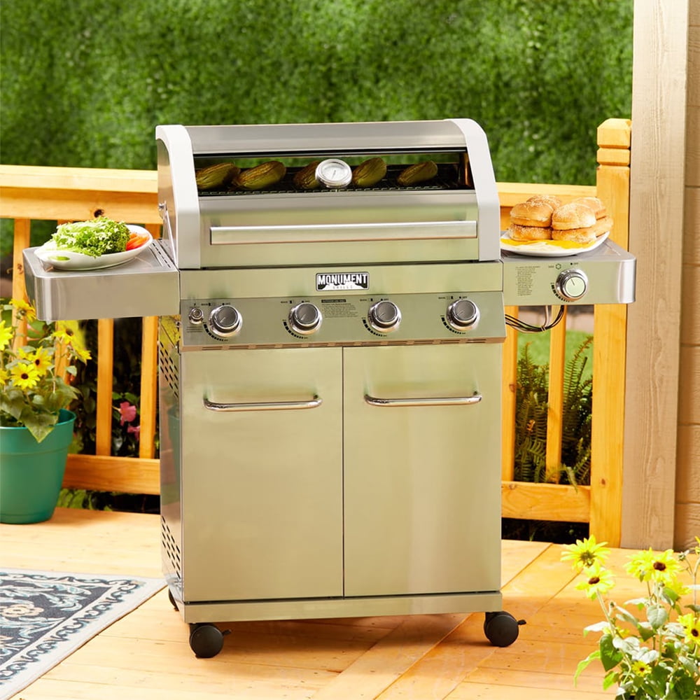 Monument Grills 4 Burner Dual Fuel Gas Grill with Stainless Steel Cabinet, Side Burner, Clear View Lid and LED Controls, 60,000 BTU - Image 17