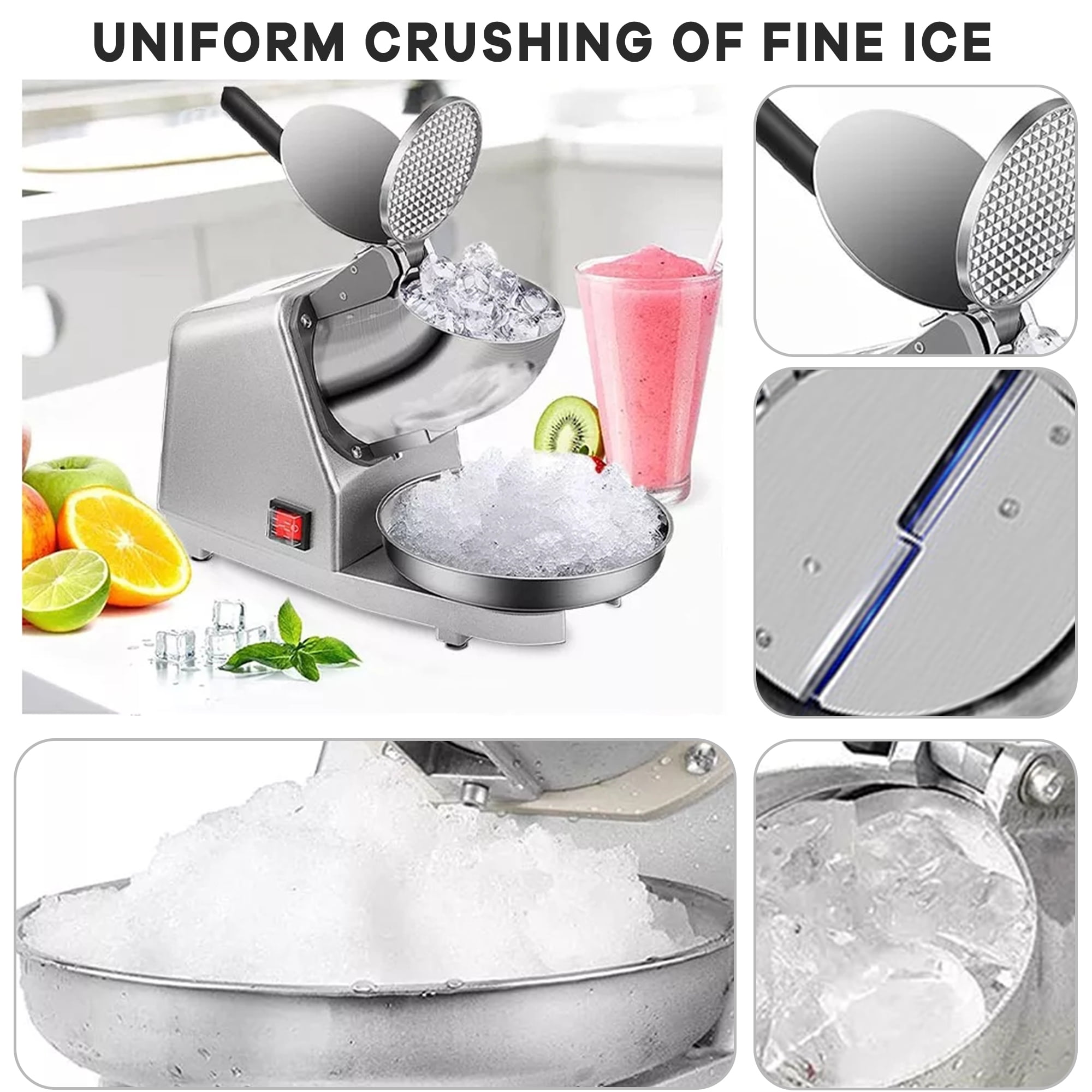 Electric Ice Crusher 380W,187 lbs/Hr,Broxin Stainless Steel Dual Ice Blades,for Commercial Home Use - Image 2