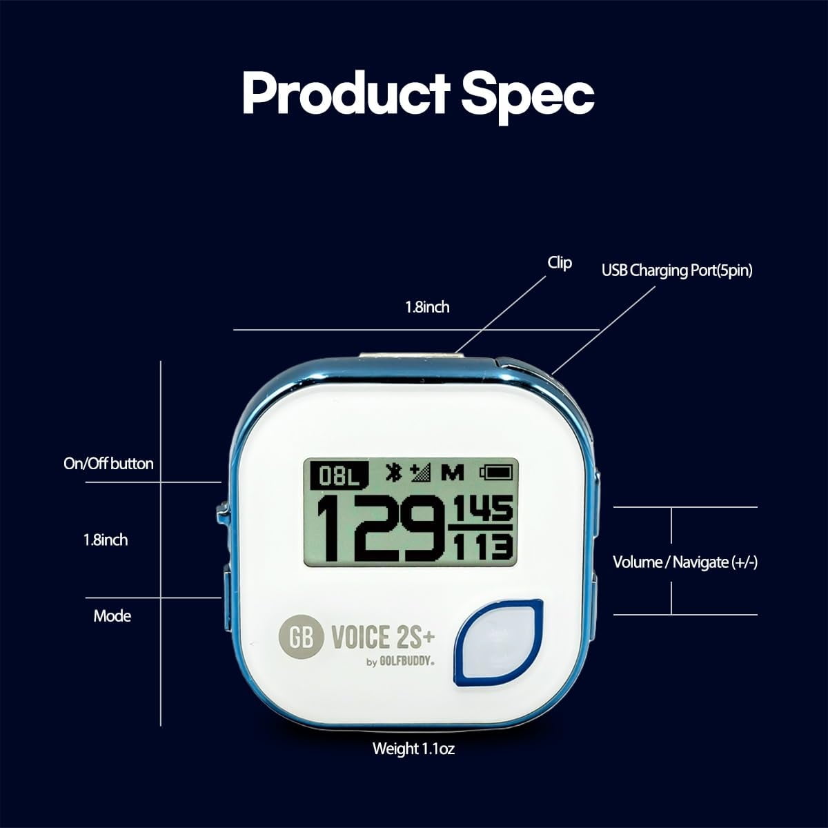 GOLFBUDDY Voice 2S+ Talking Golf GPS Rangefinder, Shot Distance Measurement - White Blue - Image 8