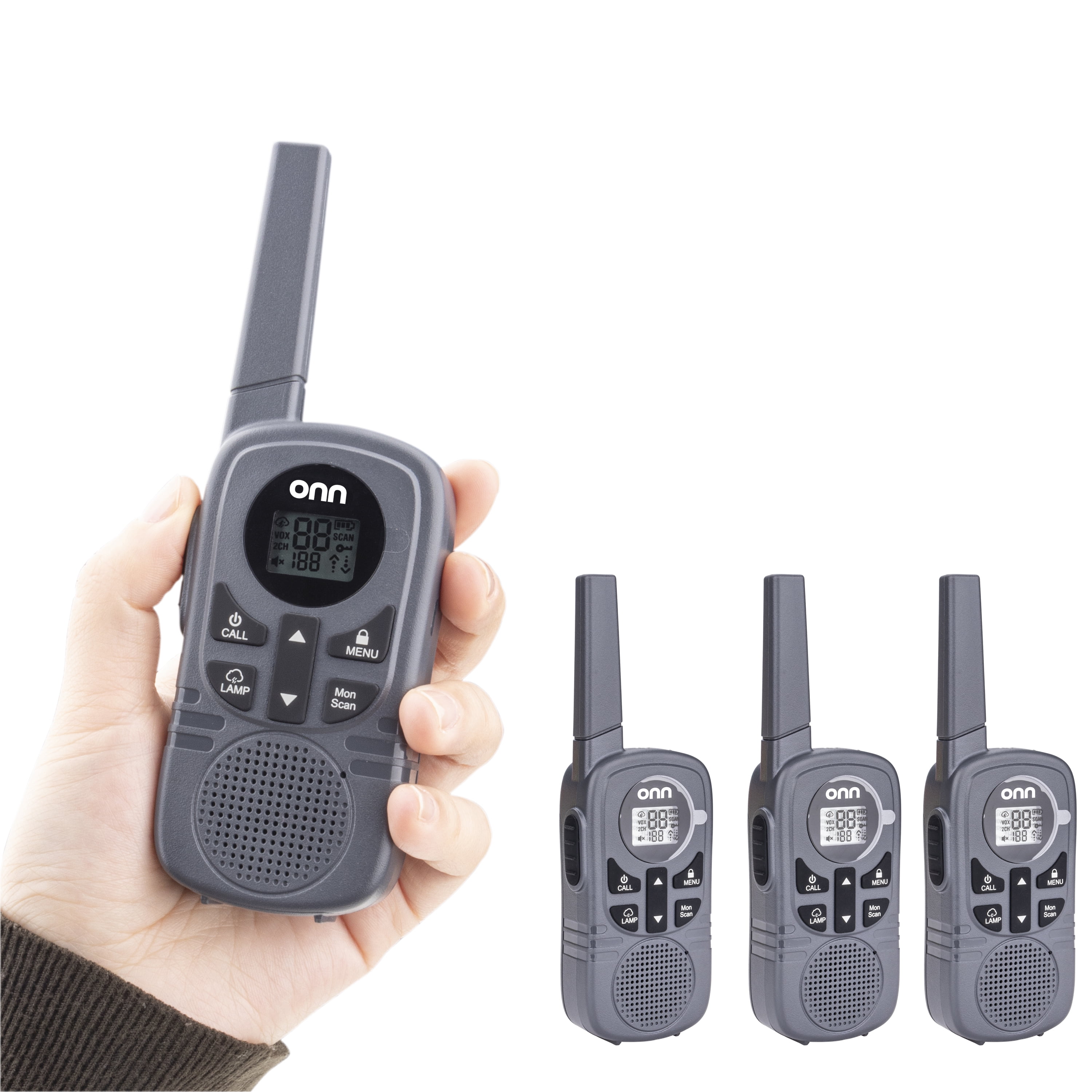 onn 23 Mile Range Walkie Talkies with Two Way Radios, LED Light and 22 FRS Channel Options, 3 Count - Image 7