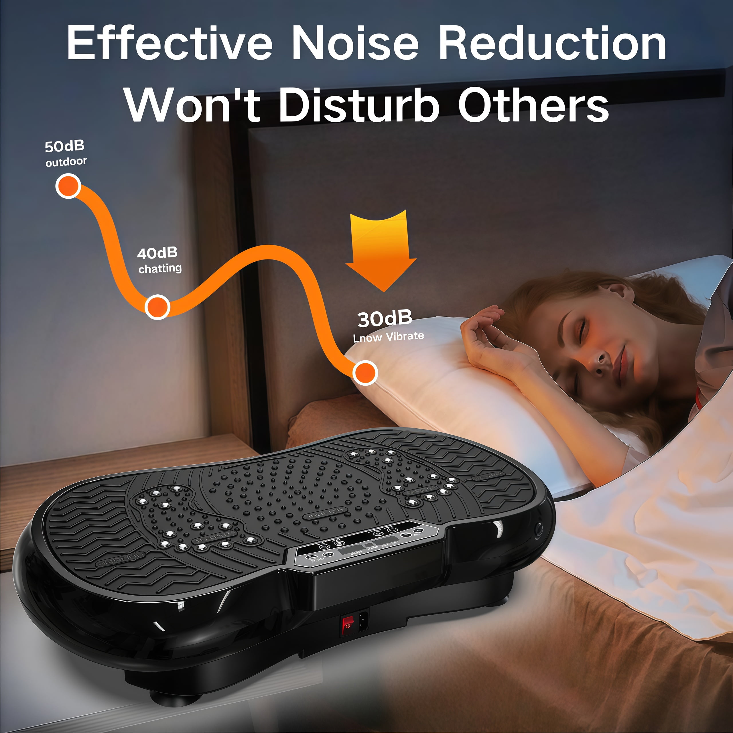 LNOW Vibration Plate Exercise Machine, Lymphatic Drainage Machine, Whole Body Workout Vibration Platform w/ 2 Resistance Bands for Wellness and Fitness-Black - Image 2