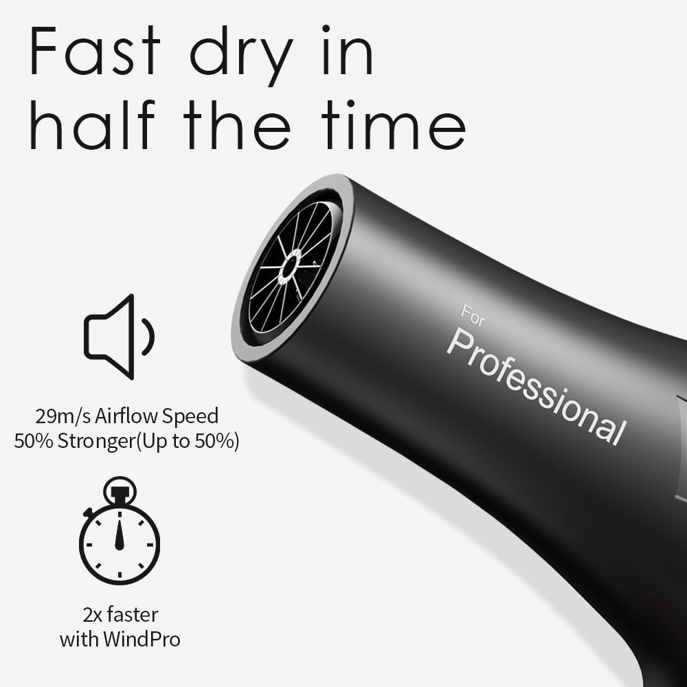 Faszin Ionic Salon Hair Dryer, Professional Blow Dryer 2200W AC Motor Fast Drying with 2 Speed, 3 Heat Setting, Cool Button, with Diffuser, Nozzle, Concentrator Comb for Curly and Straight Hair - Image 7