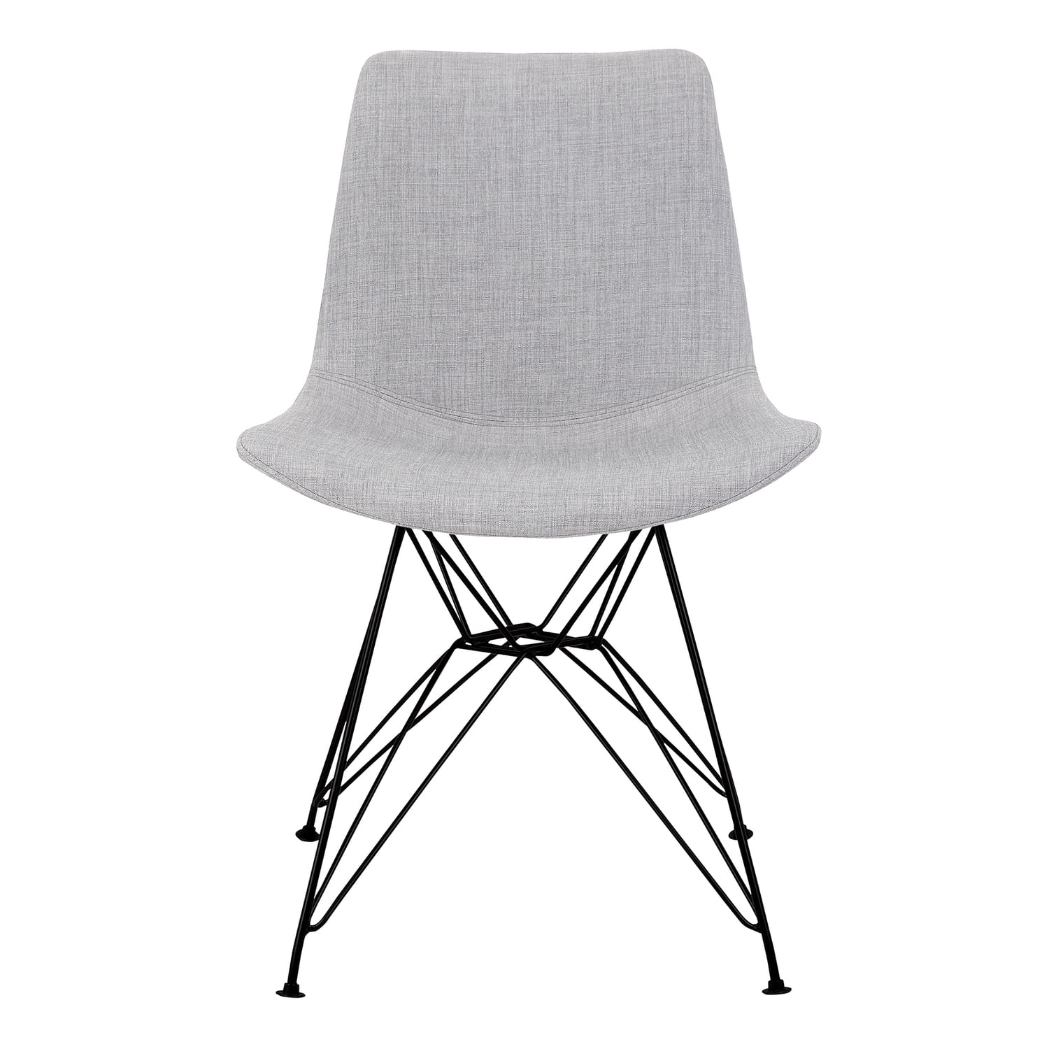 Armen Living Palmetto Contemporary Dining Chair in Grey Fabric with Black Metal Legs - Image 2