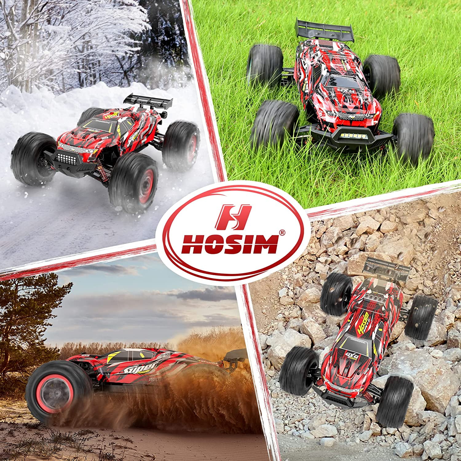 Hosim 1:10 Brushless RC Cars Remote Control Car RC Monster Truck Racing Car 4WD High Speed 40+MPH X07 Red Toys for Adult & Kids - Image 4