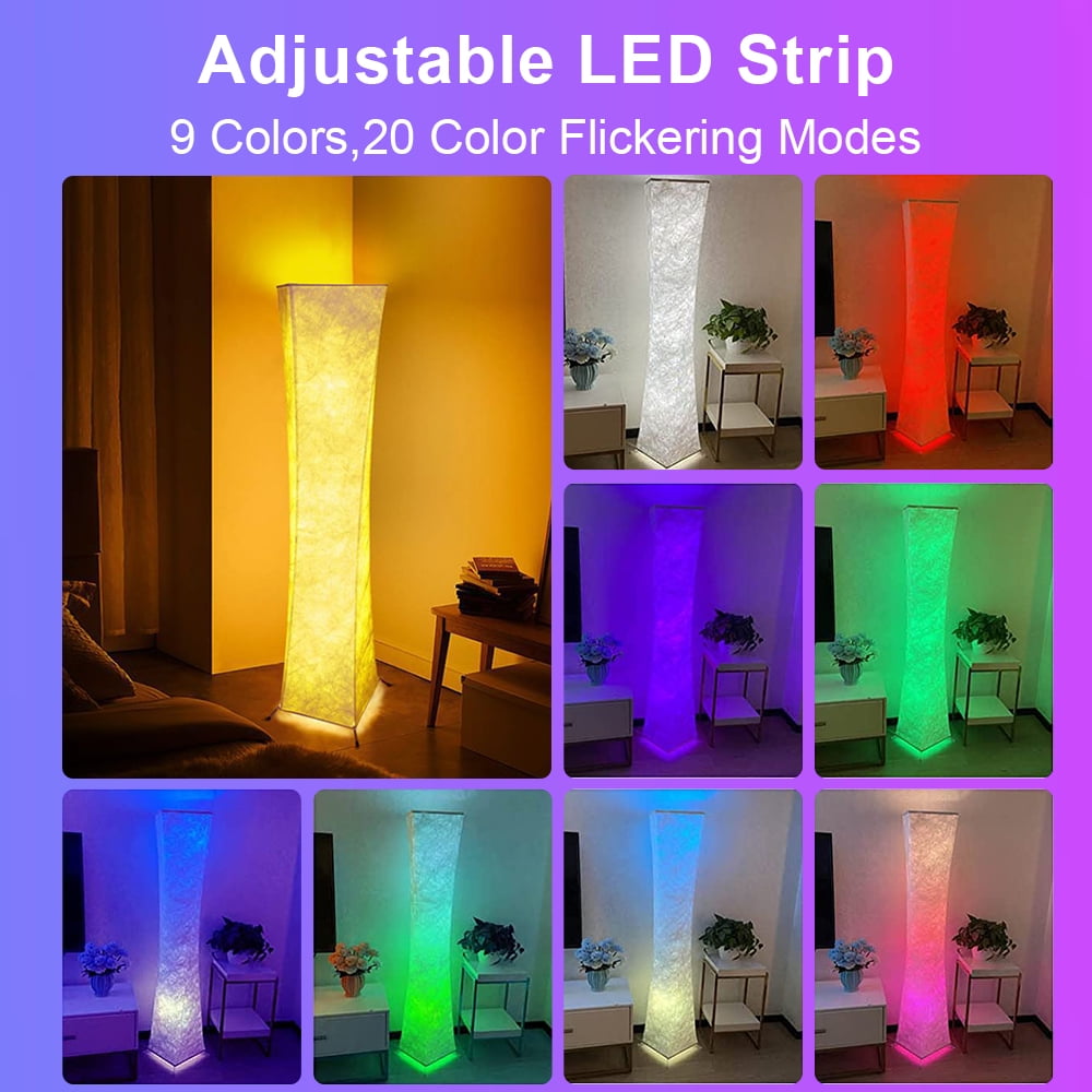Kqiang 61” RGB Color Changing Dimmable Floor Lamp with White Fabric Shade - Image 5