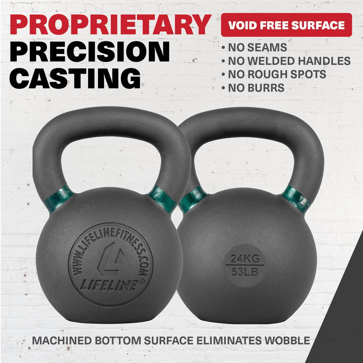 Lifeline Fitness 62 lb. Cast-Iron Single Orange Kettlebell - Image 3