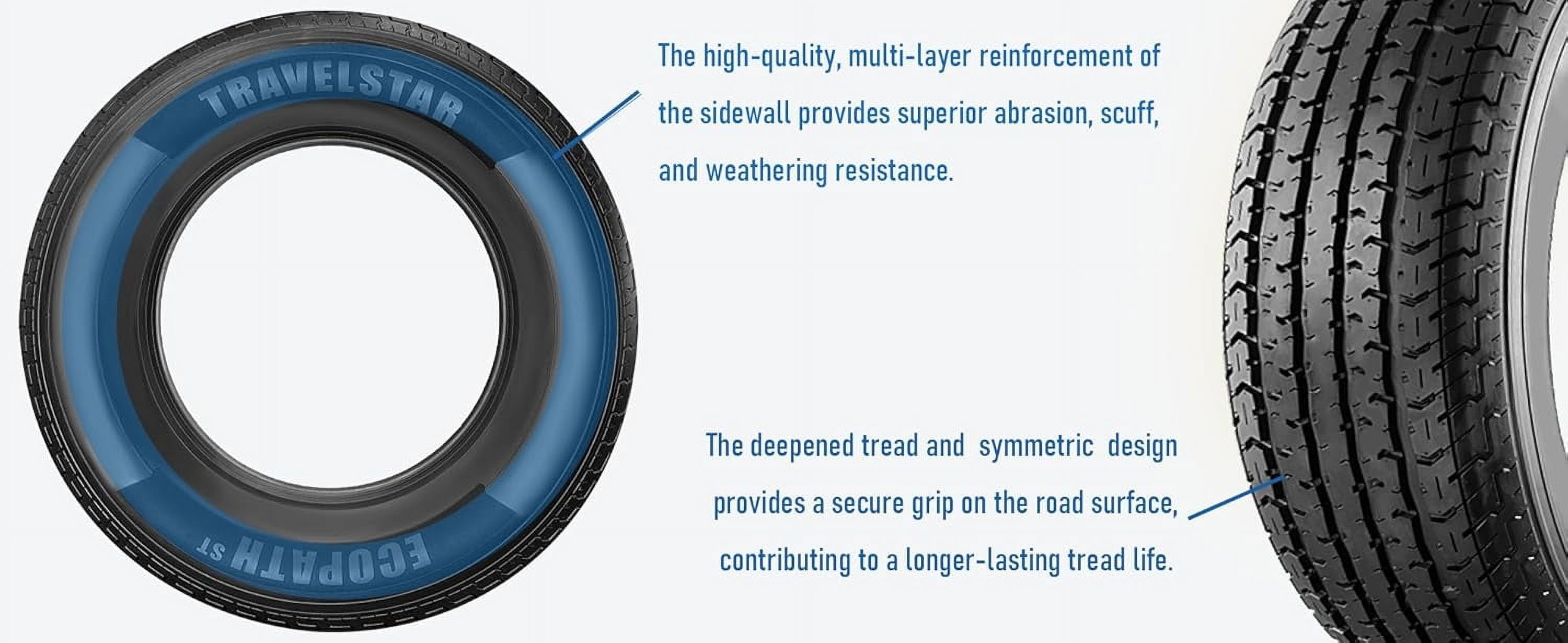 Travelstar Ecopath ST ST235/80R16 12 Ply 127/122M Load F Radial Trailer Tire - ST 235/80/16,Set of 2(Tire Only) - Image 2
