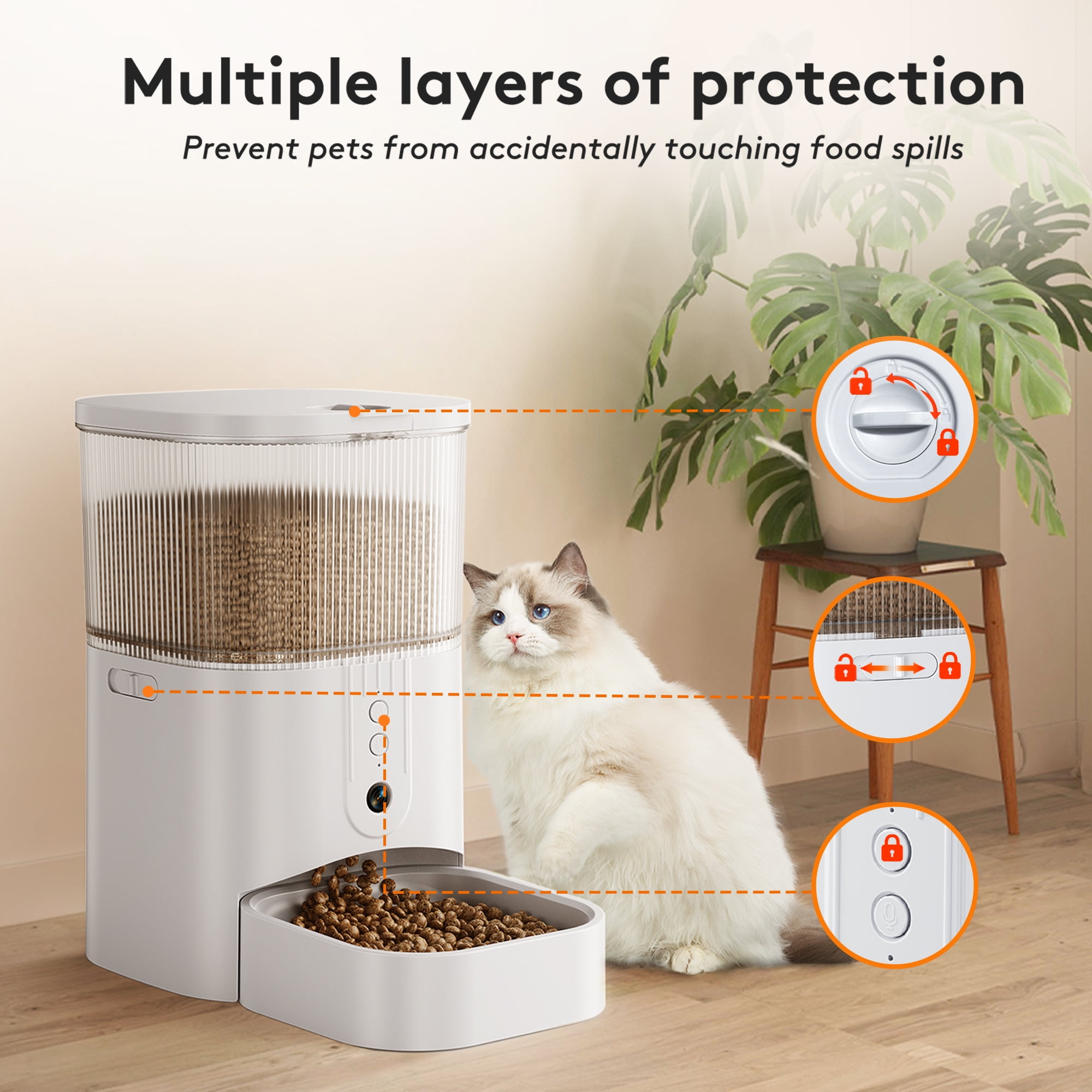 Zoolike Automatic Pet Feeder for Cats Dogs Rabbits with Camera,1080P HD Video with Night Vision, 2.4G WiFi Smart Food Dispenser with APP Control,3L - Image 4