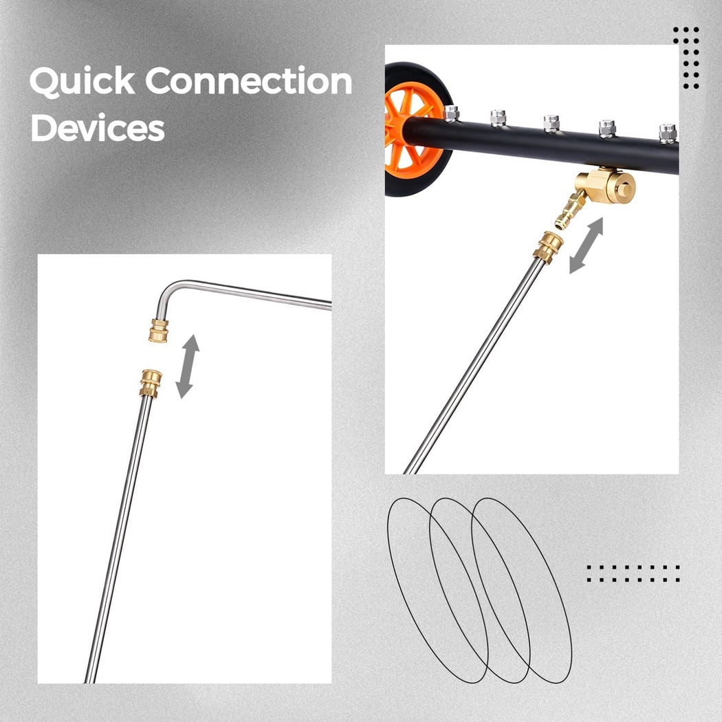 Dual-Function Undercarriage Cleaner for Cars, Ground Surface Cleaner Pressure Washer, Water Broom for Vehicle Underbody Washer Cleaner with 3pcs Extension Wands - Image 4