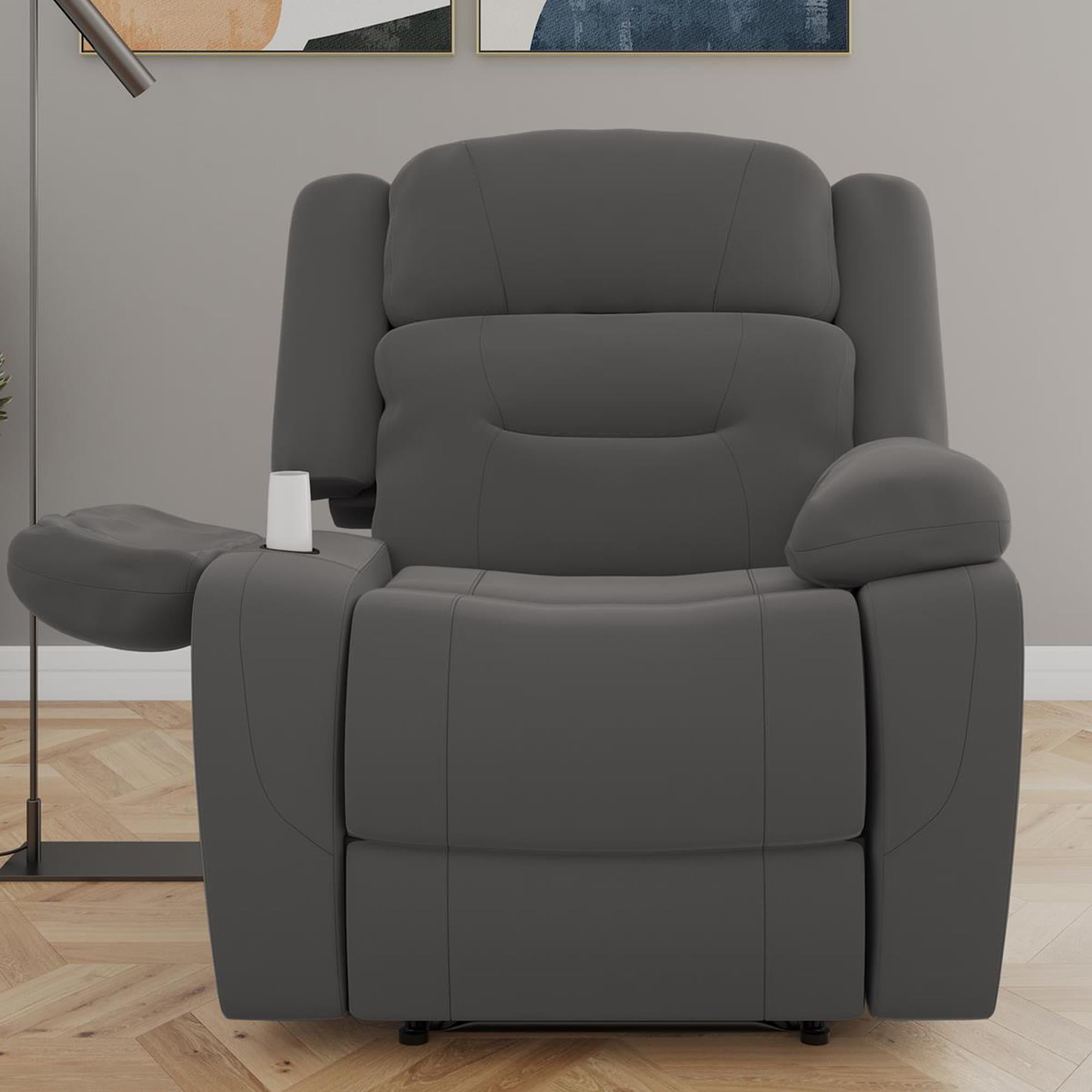 DHP Miller Recliner with Cupholder, Faux Microsuede, Gray - Image 9