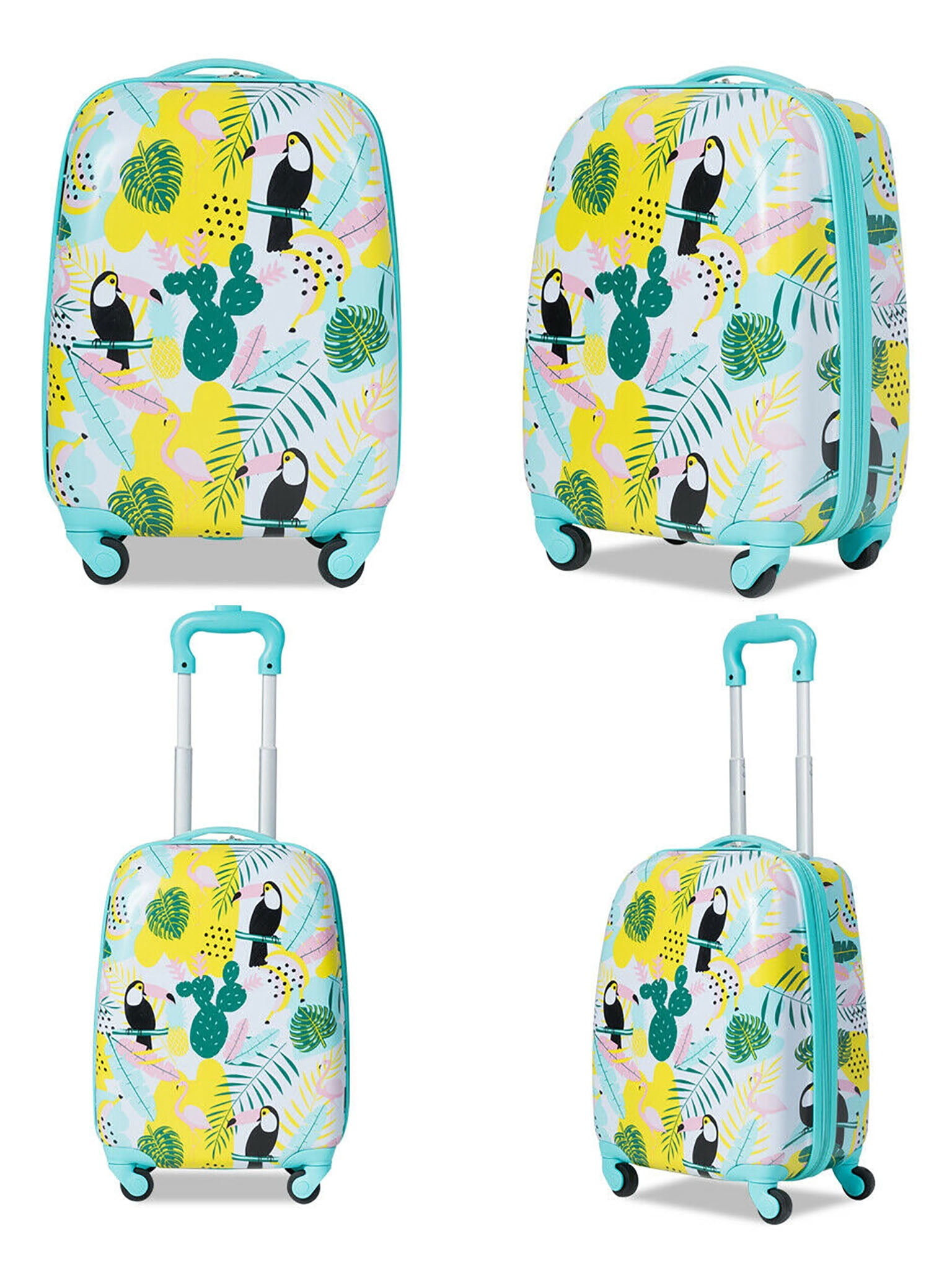 Gymax 2PC Kids Luggage Set Backpack & Rolling Suitcase Travel ABS Flamingos - Image 8