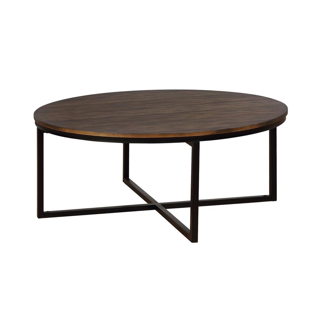 Alaterre Furniture Arcadia Acacia Wood 42" Round Coffee Table with Nesting Tables, Industrial Style Includes Four Wedge-Shaped Stowaway Tables, Antiqued Mocha - Image 5