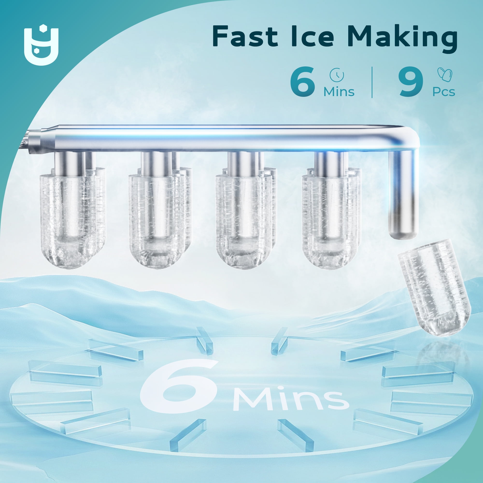 EUHOMY Ice Maker Portable Countertop 26 lbs/24H with Self-Cleaning, 9 Bullet Ice in 6 Min, White - Image 6