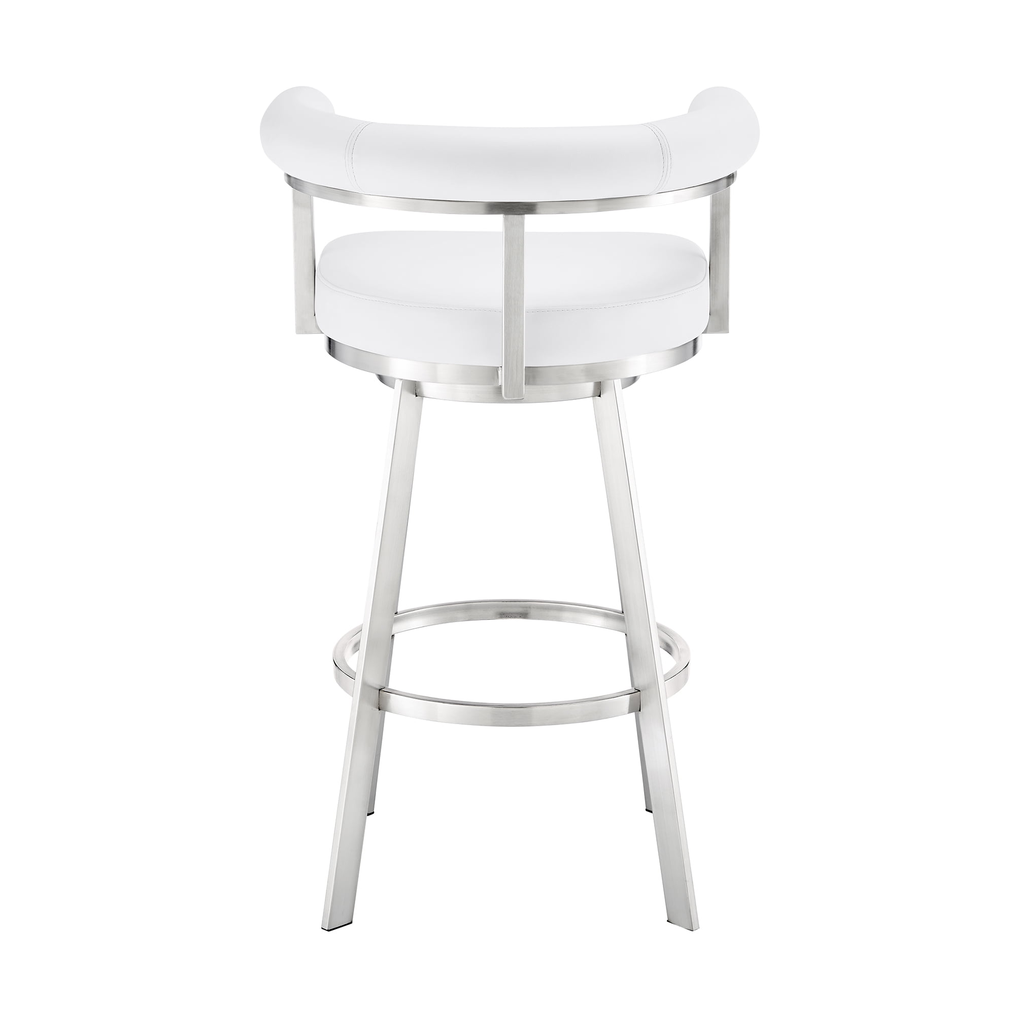 Magnolia 30" Swivel Bar Stool in Brushed Stainless Steel with White Faux Leather - Image 3