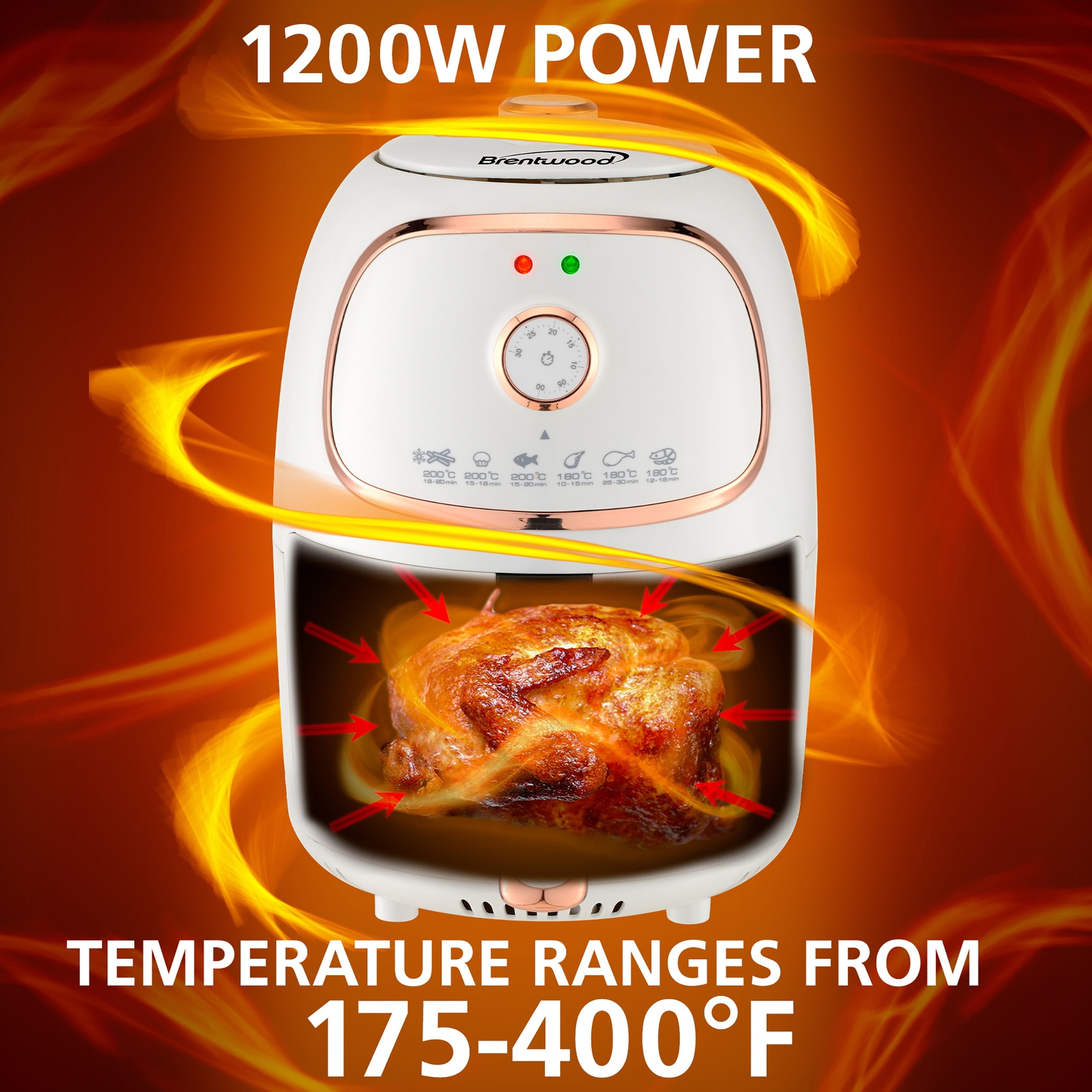 Brentwood 2-Qt. 1,200-Watt Electric Air Fryer with Timer and Temperature Control (White) - Image 6