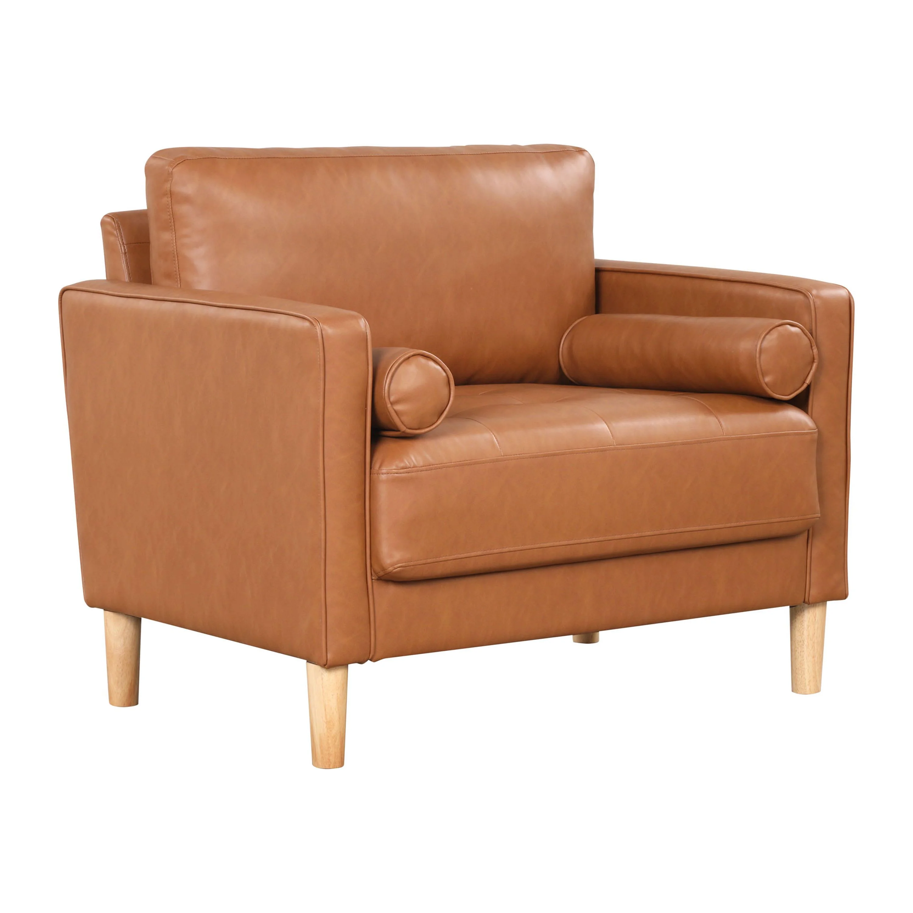 Lifestyle Solutions Lorelei Oversized Chair, Caramel Faux Leather - Image 4