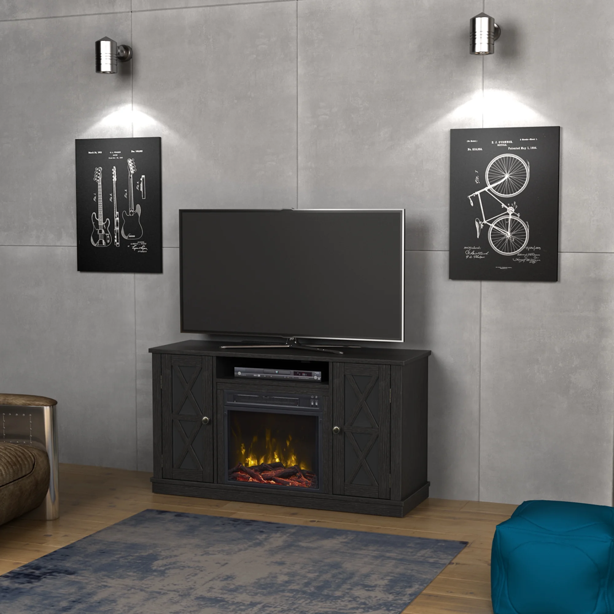 Twin Star Stanton Ridge Electric Fireplace TV Stand for TVs up to 55" , Black - Image 2