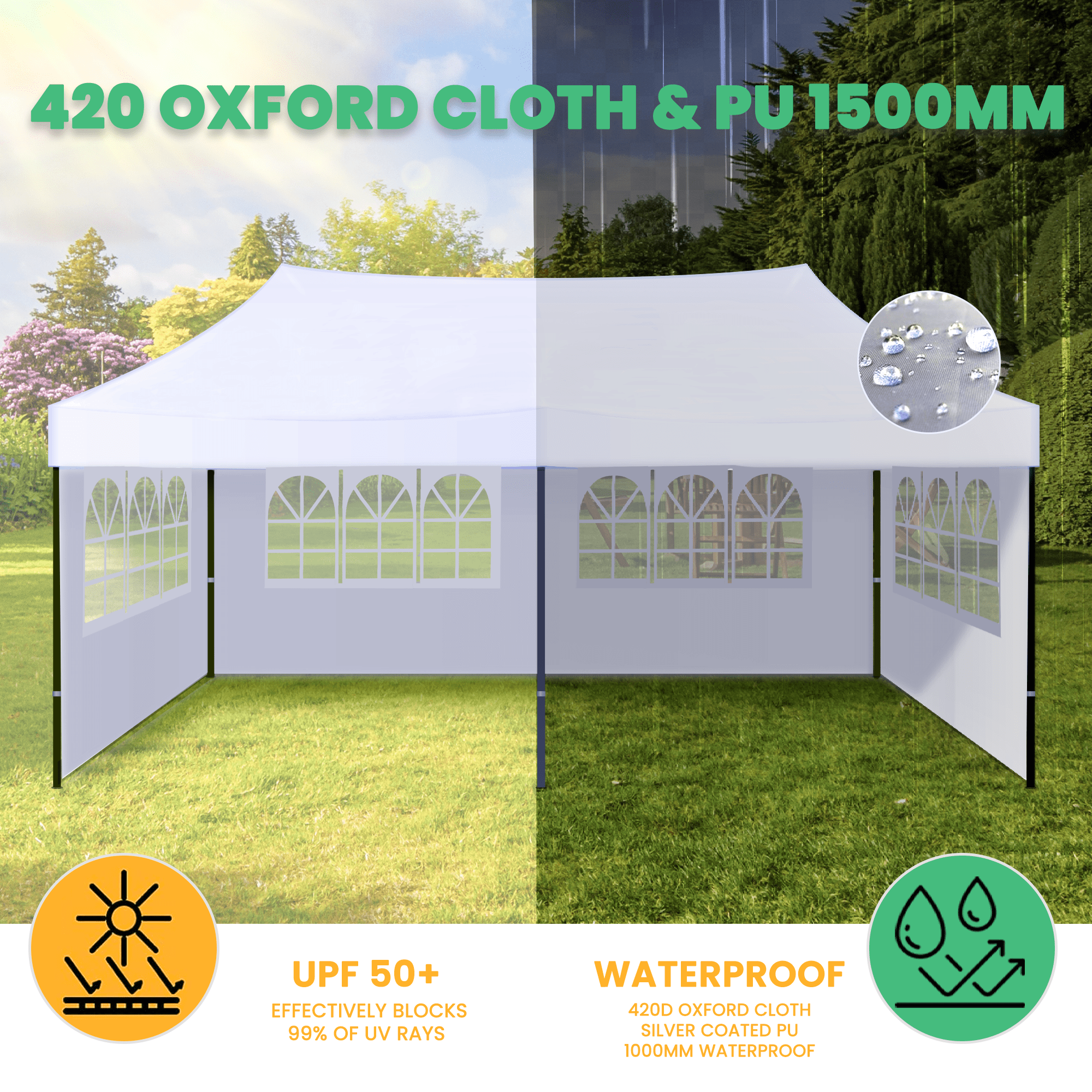 GVDV 10' x 20' Pop up Canopy Tent Party Tent Outdoor Event Instant Tent Gazebo with Removable Sidewalls and Carry Bag, White - Image 4