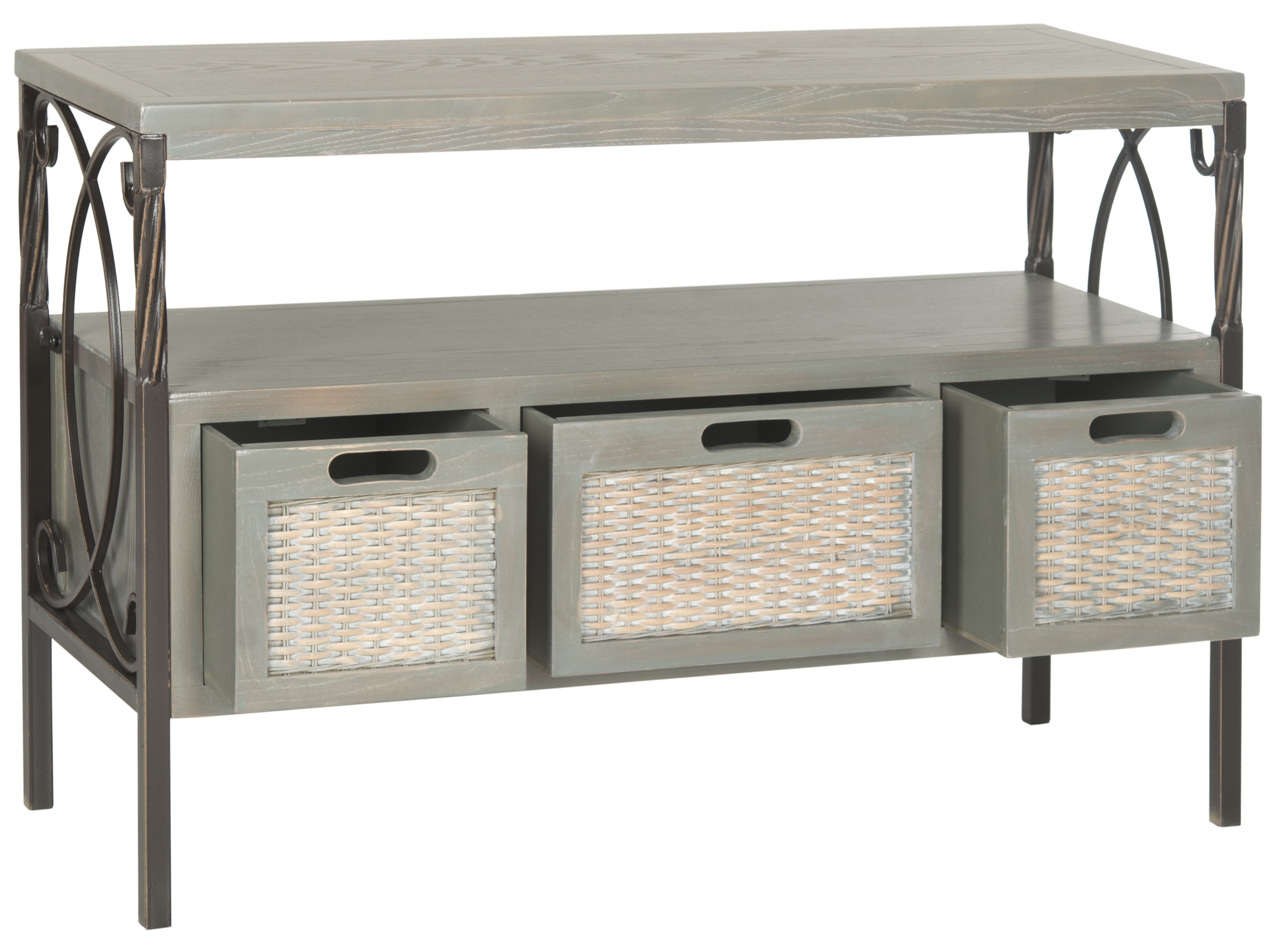 SAFAVIEH Joshua Industry Rustic Console w/ 3 Drawers, French Grey - Image 4