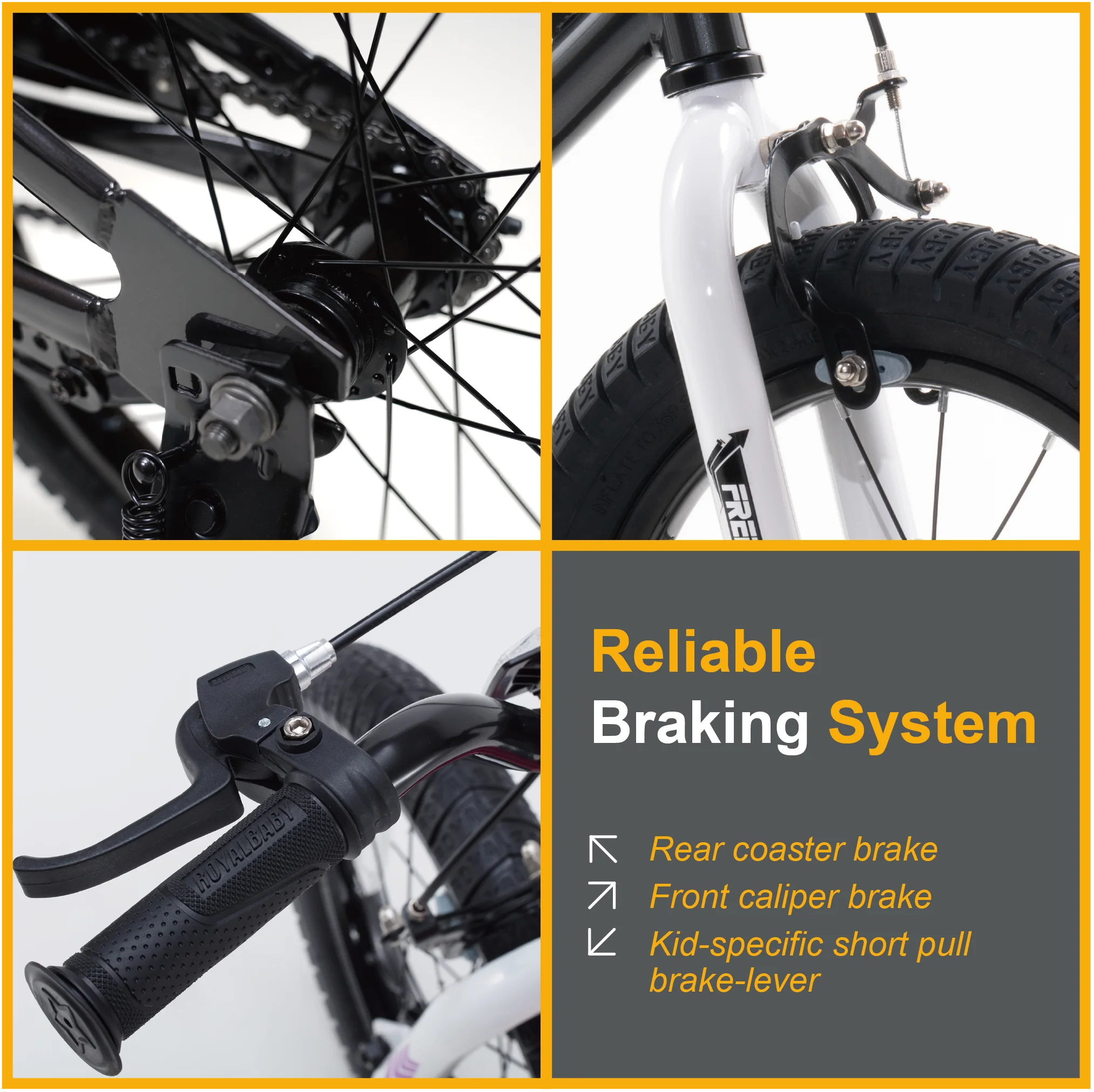 Royalbaby Freestyle 18 In Black Kids Bike Boys and Girls Bike with Kickstand and Water Bottle - Image 6