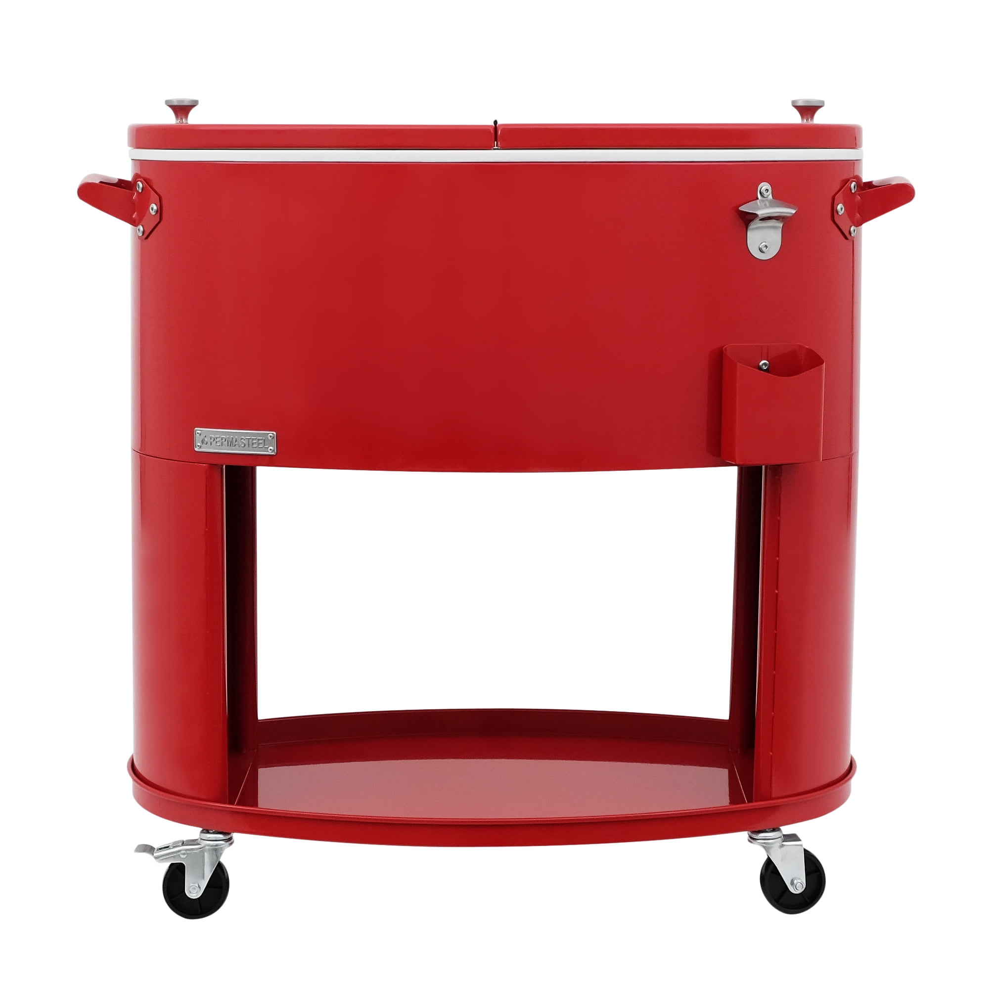 Permasteel 80-Qt Sporty Outdoor Rolling Patio Cooler with Wheels and Handles, Cooler Cart, Red - Image 9