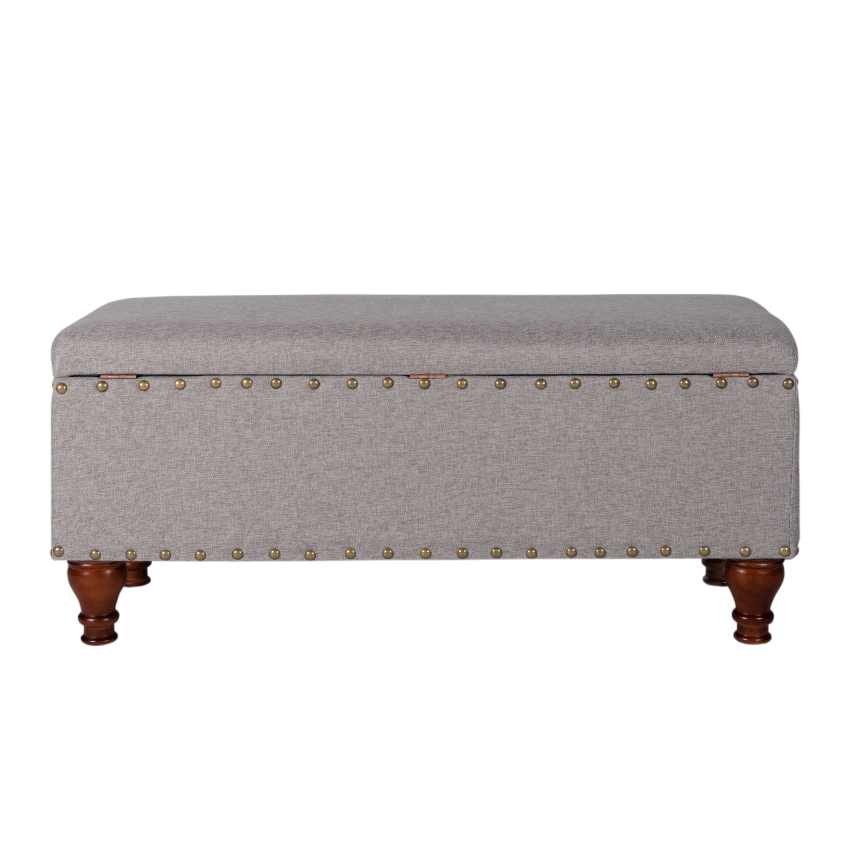 HomePop Large Storage Bench with Nailhead Trim, 42"W x 18"D x 18"H, Gray - Image 11