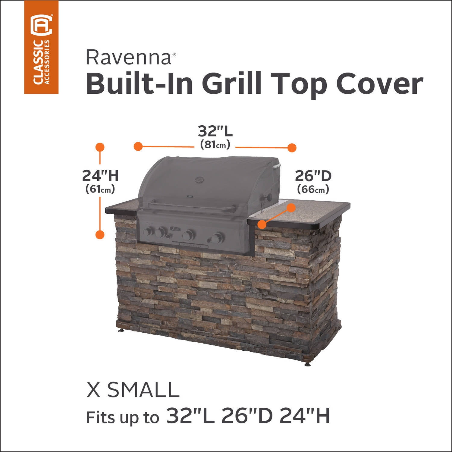 Classic Accessories Ravenna Water-Resistant 32 Inch Built-In BBQ Grill Top Cover, Taupe - Image 6