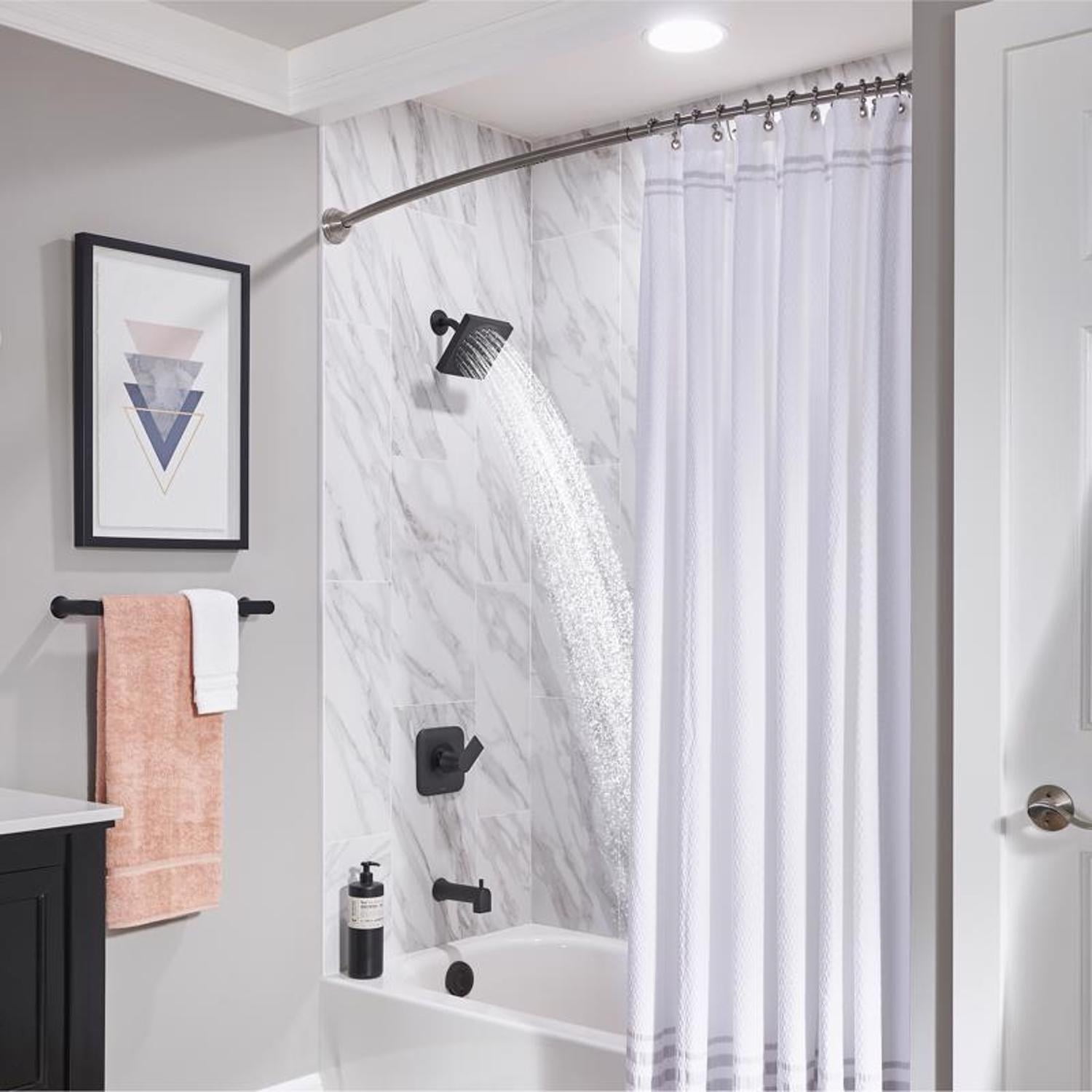 Moen Genta 1-Handle Matte Black Tub and Shower Faucet - Image 4