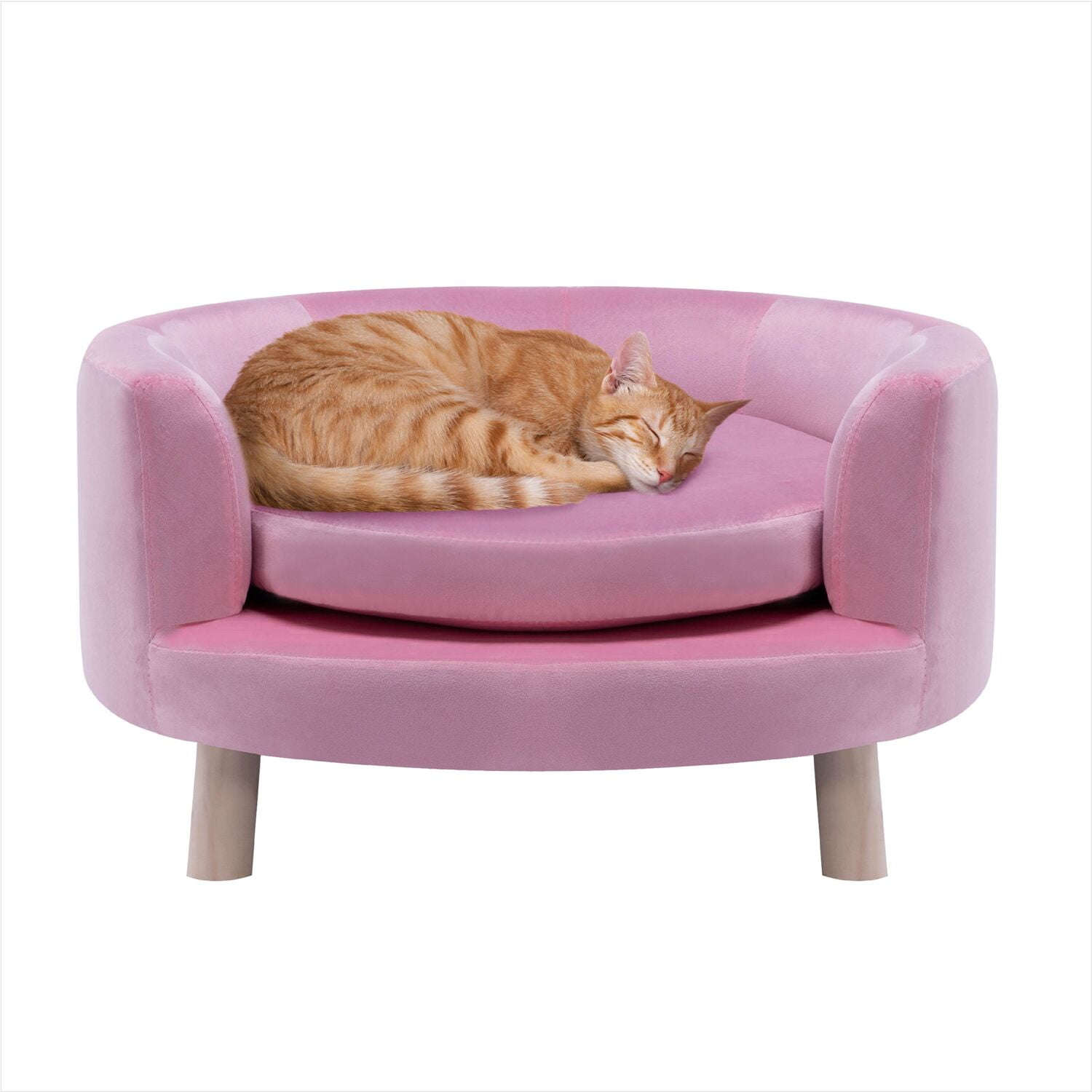 Critter Sitters 28-In. Elegant Pink Faux-Velvet Circular Pet Bed for Small to Medium-Sized Dogs and Cats - Image 2