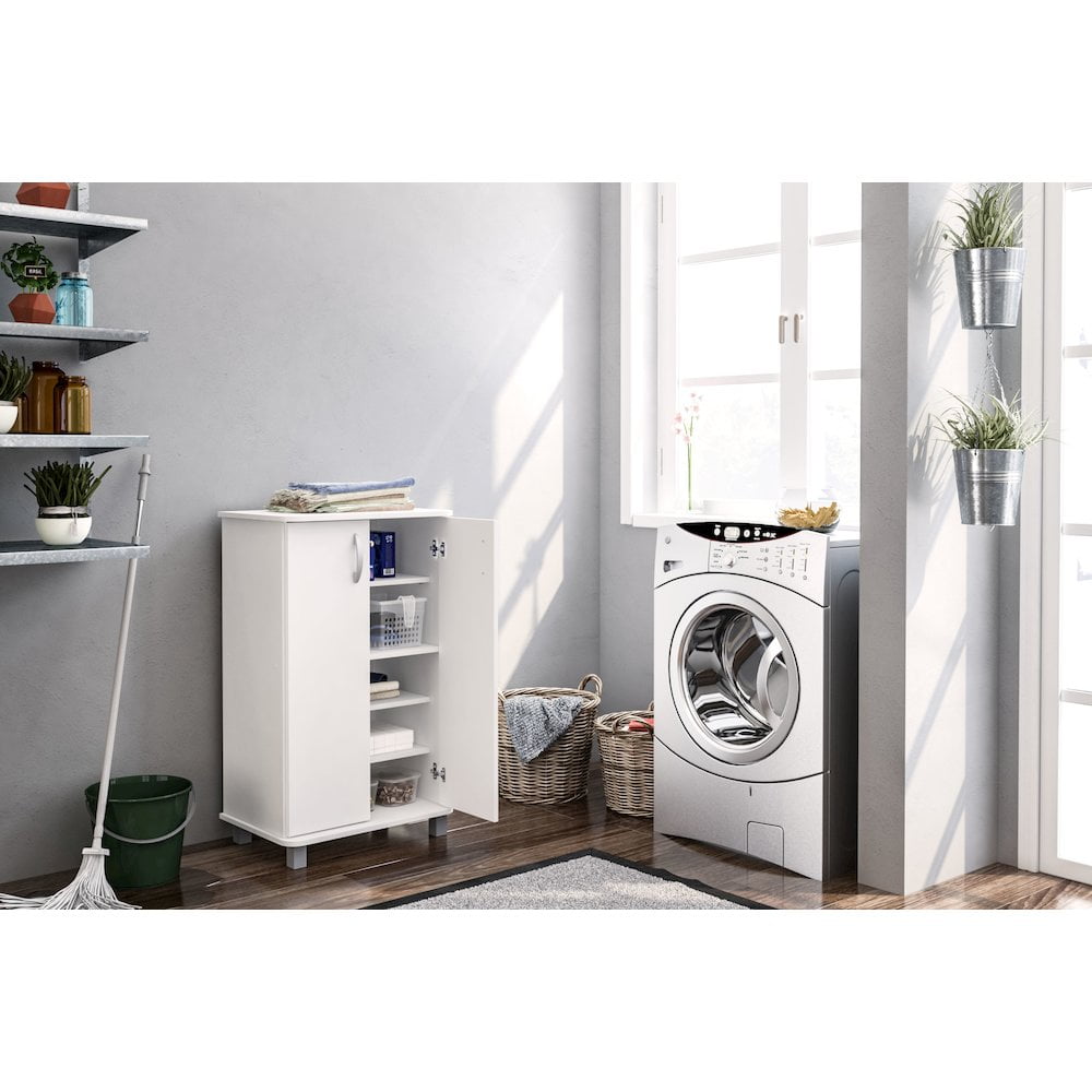 Polifurniture Michigan 40 in. 2 Door Storage Cabinet with 4 Shelves, White - Image 4