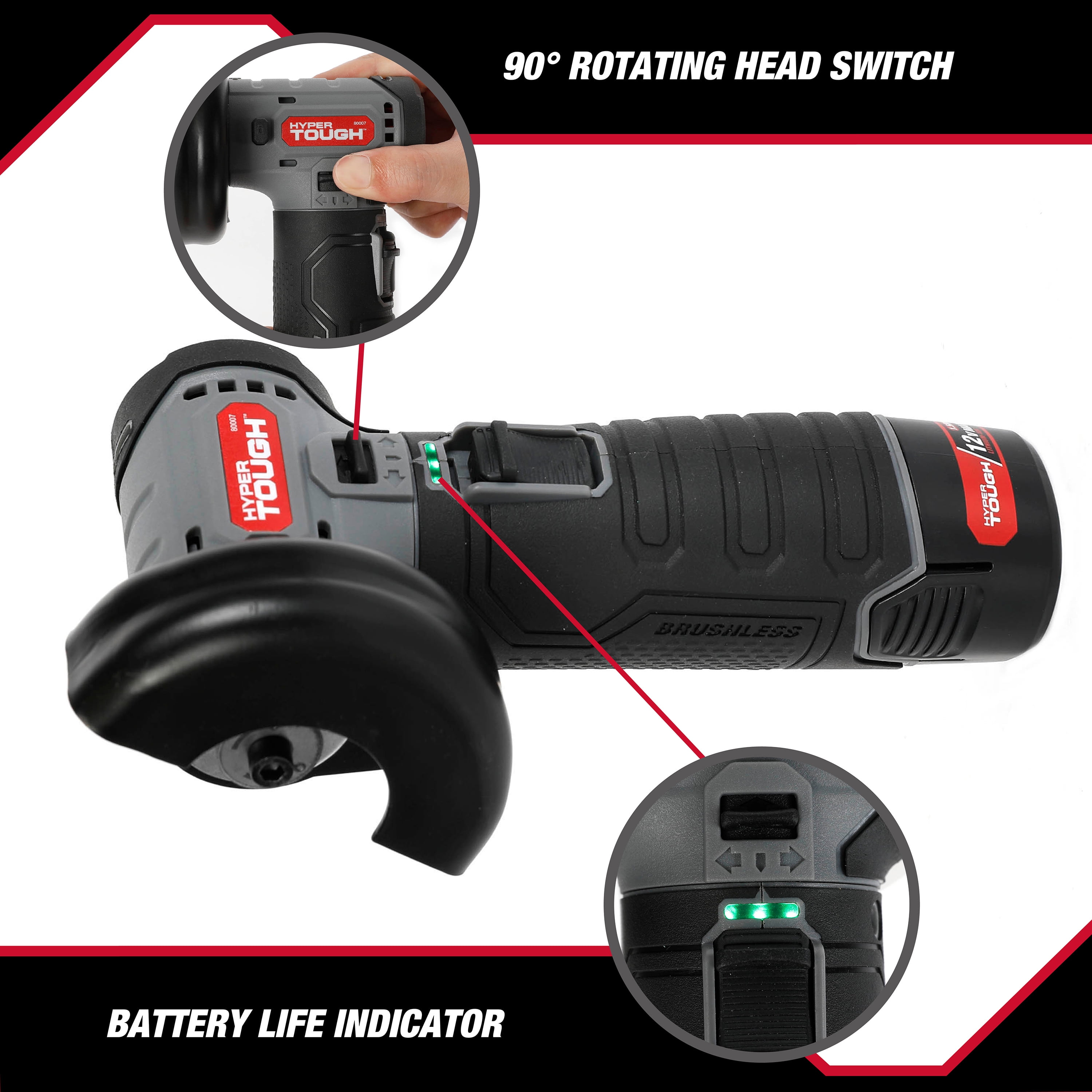 Hyper Tough 12-Volt Cordless Rechargeable Cut off Grinder - Image 11