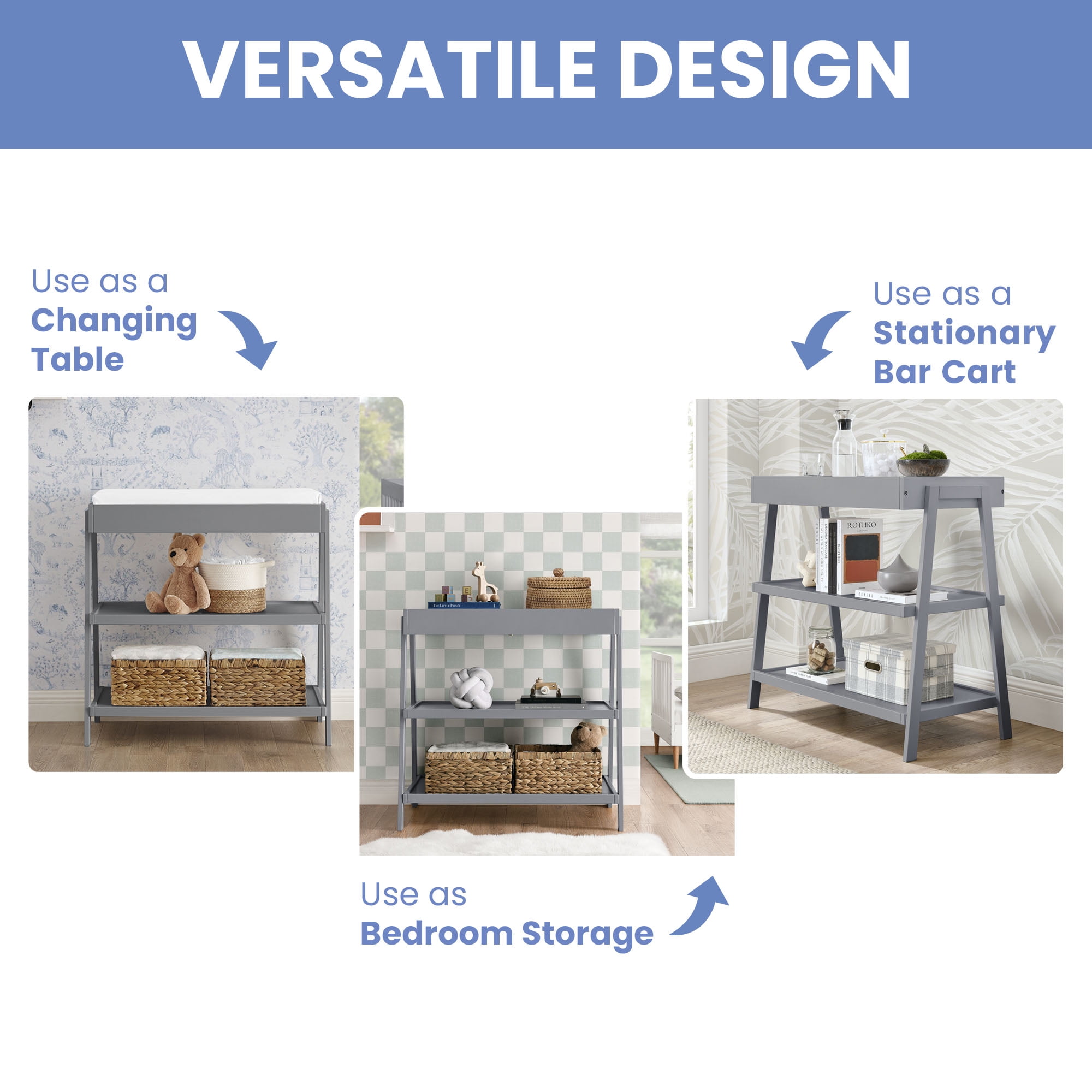 Delta Children Scout Changing Table - Greenguard Gold Certified, Grey - Image 7